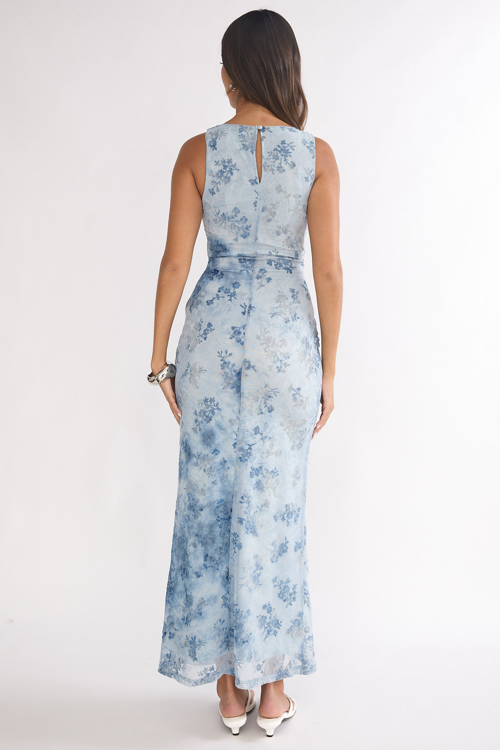 Elowra Mesh Maxi Dress Floral Blue by Selfie Leslie Australia
