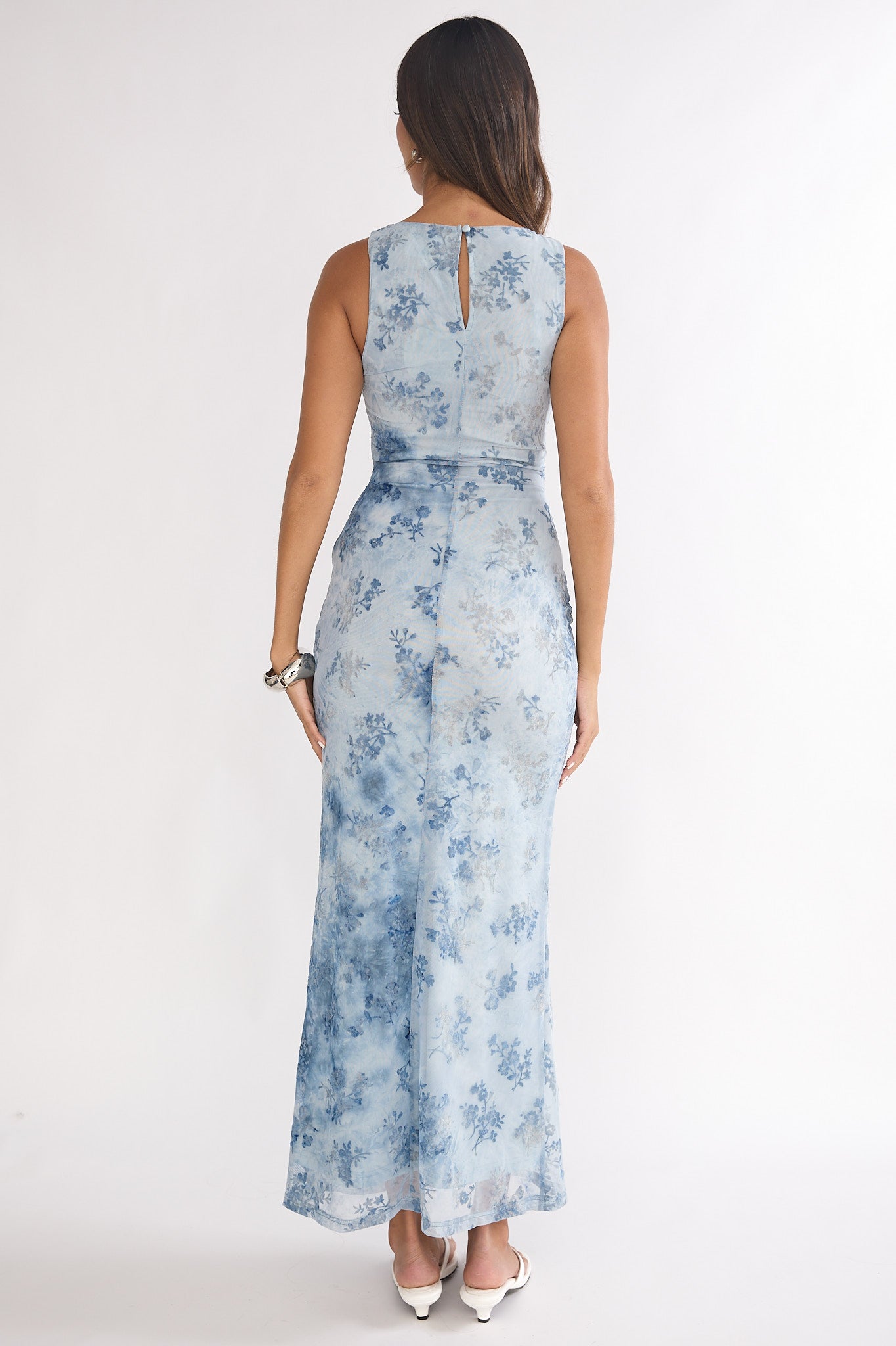 Elowra Mesh Maxi Dress Floral Blue by Selfie Leslie Australia