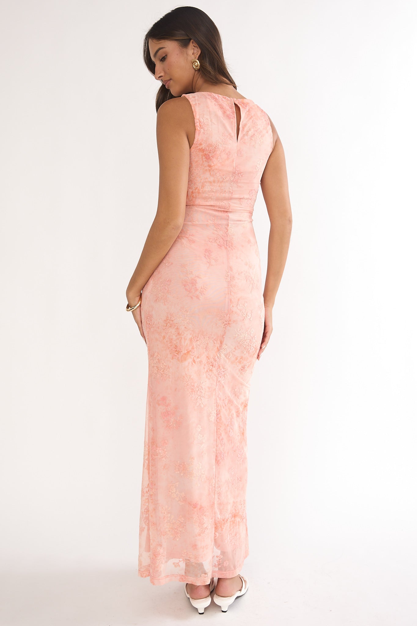 Elowra Mesh Maxi Dress Floral Pink by Selfie Leslie Australia