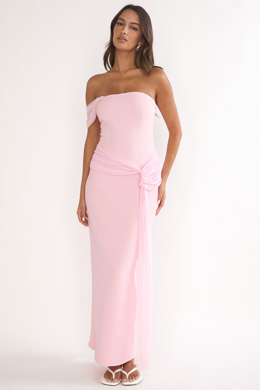 Chiavari Waist Drape Maxi Dress Pink by Selfie Leslie Australia