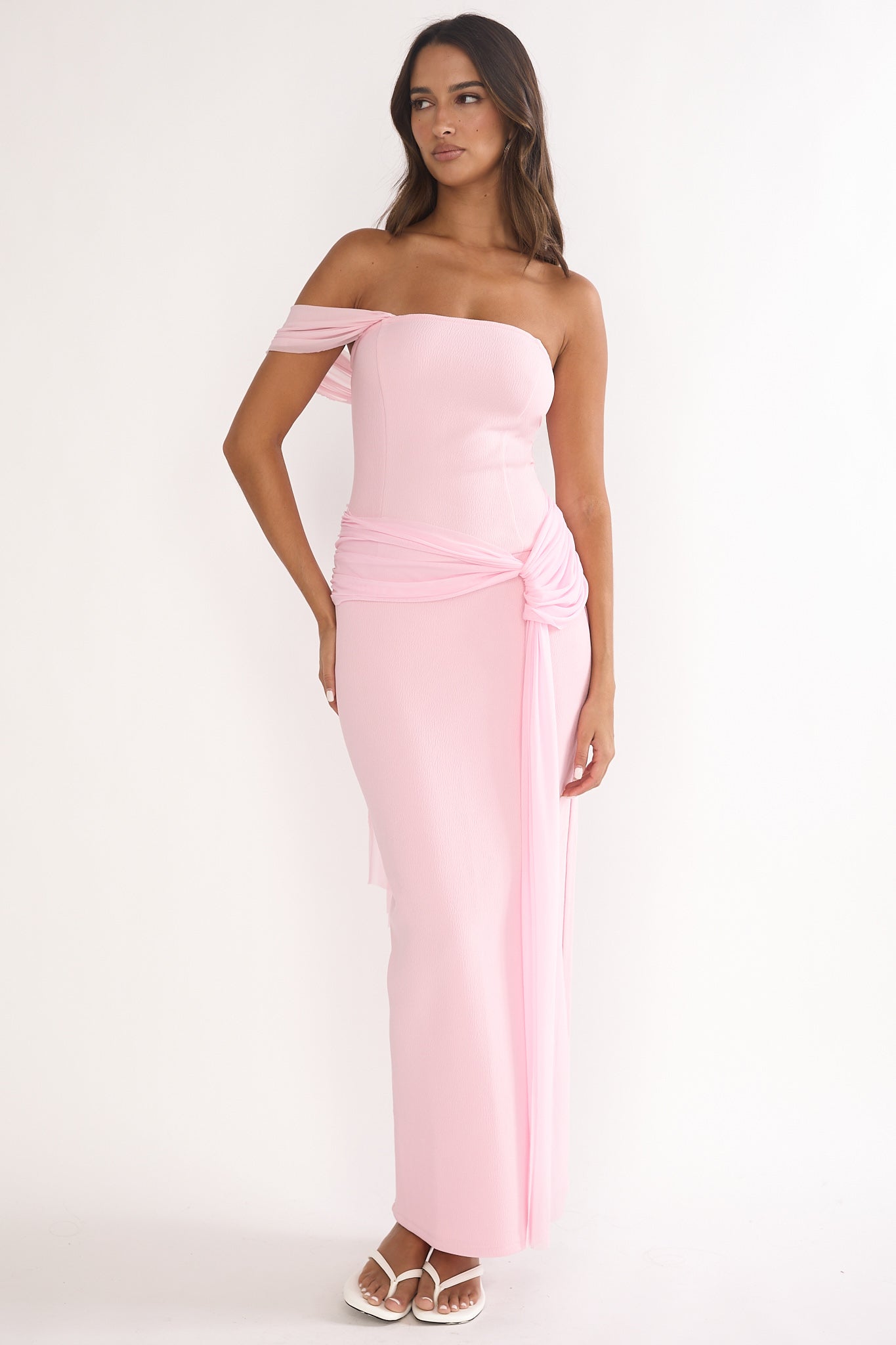 Chiavari Waist Drape Maxi Dress Pink by Selfie Leslie Australia