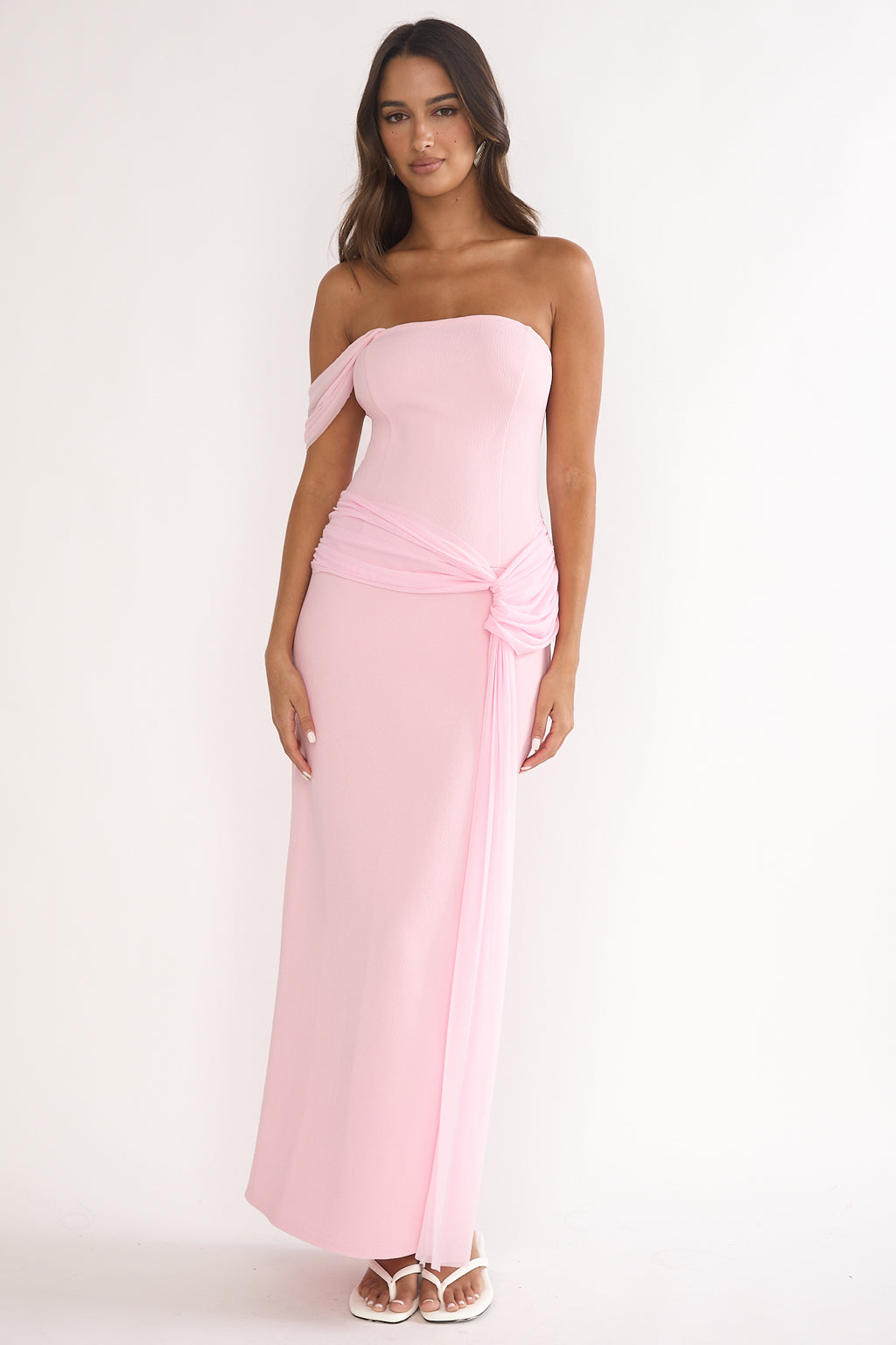 Chiavari Waist Drape Maxi Dress Pink by Selfie Leslie Australia
