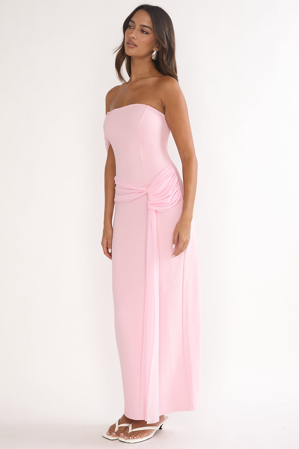 Chiavari Waist Drape Maxi Dress Pink by Selfie Leslie Australia
