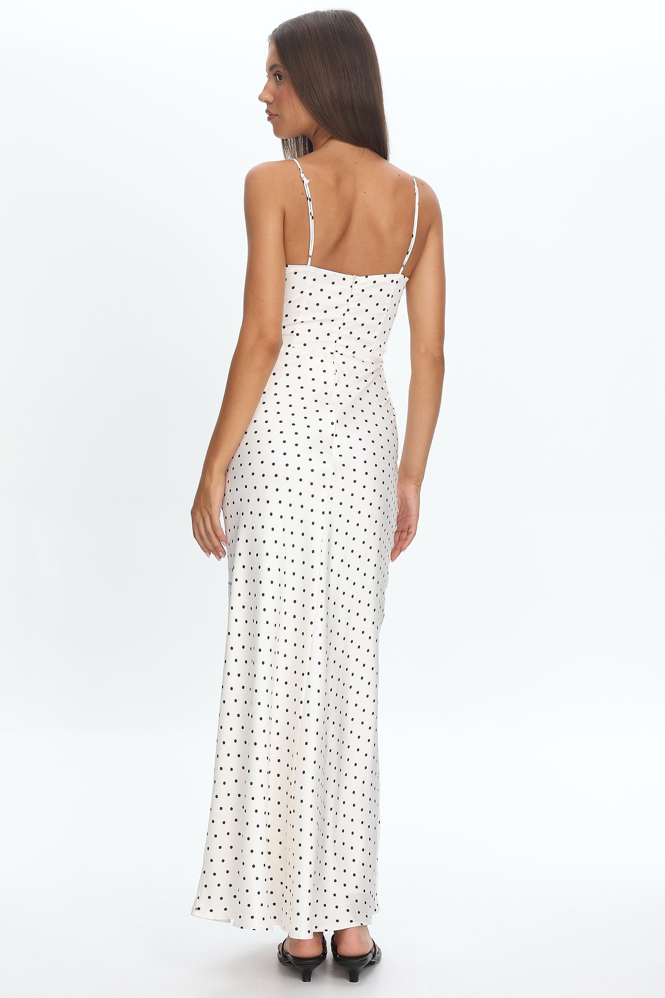 Ambrette Bow Waist Maxi Dress Polka Dot Cream by Selfie Leslie Australia