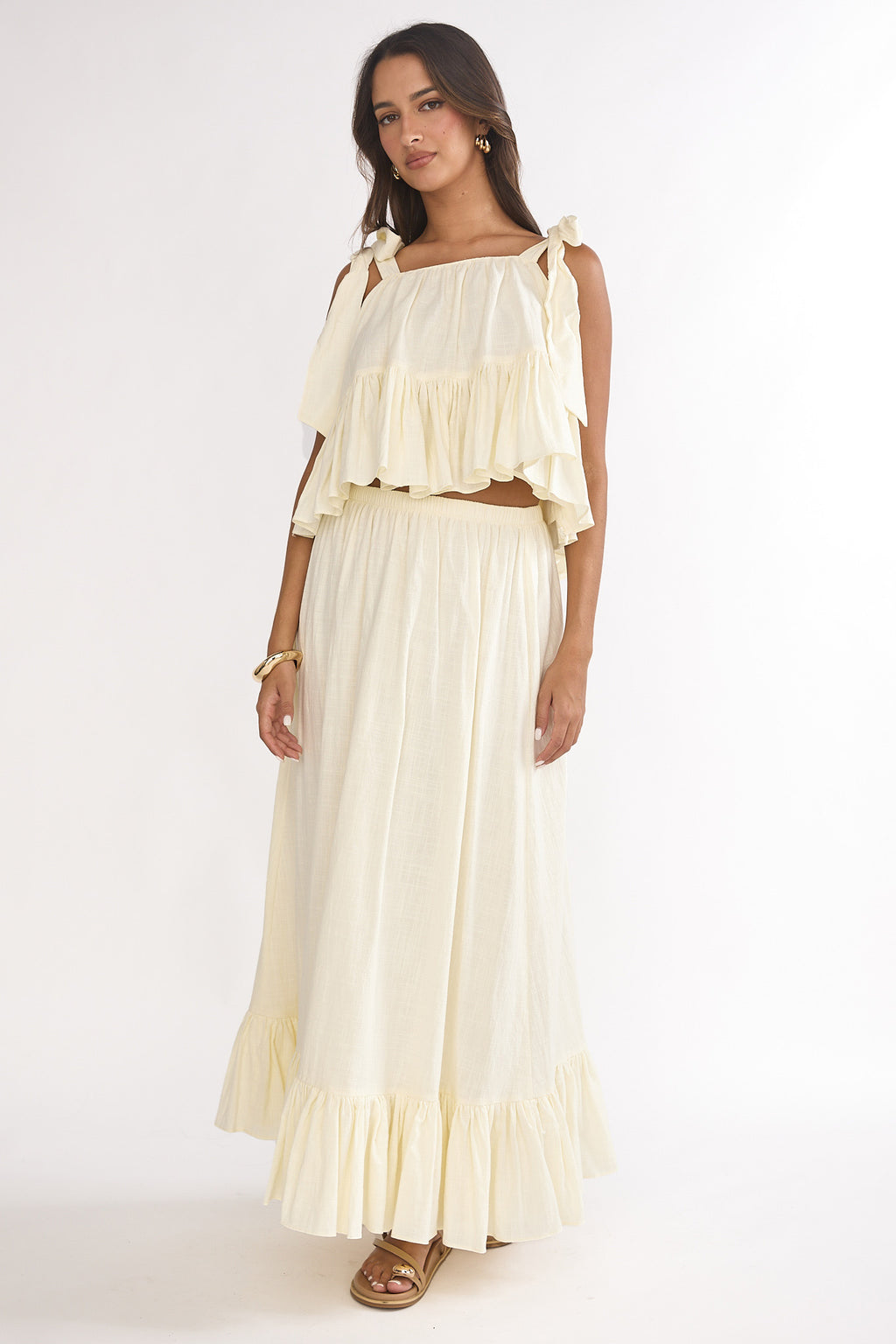Alera Frill Hem Maxi Skirt Vanilla by Selfie Leslie Australia