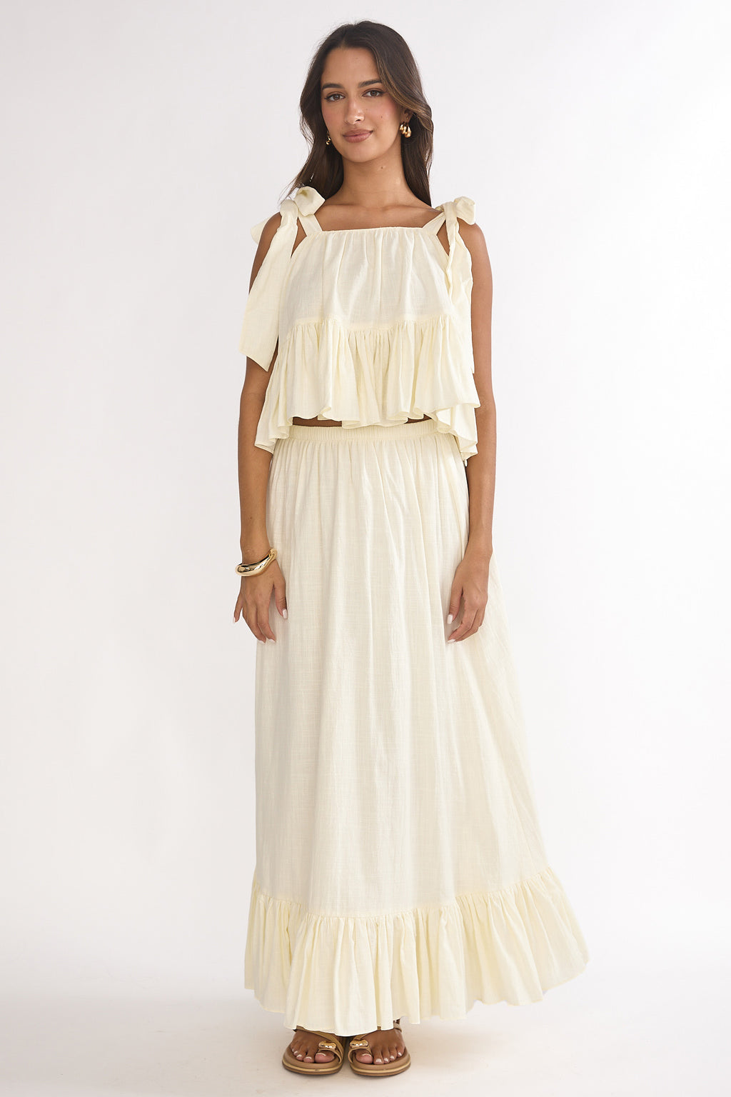 Alera Frill Hem Maxi Skirt Vanilla by Selfie Leslie Australia
