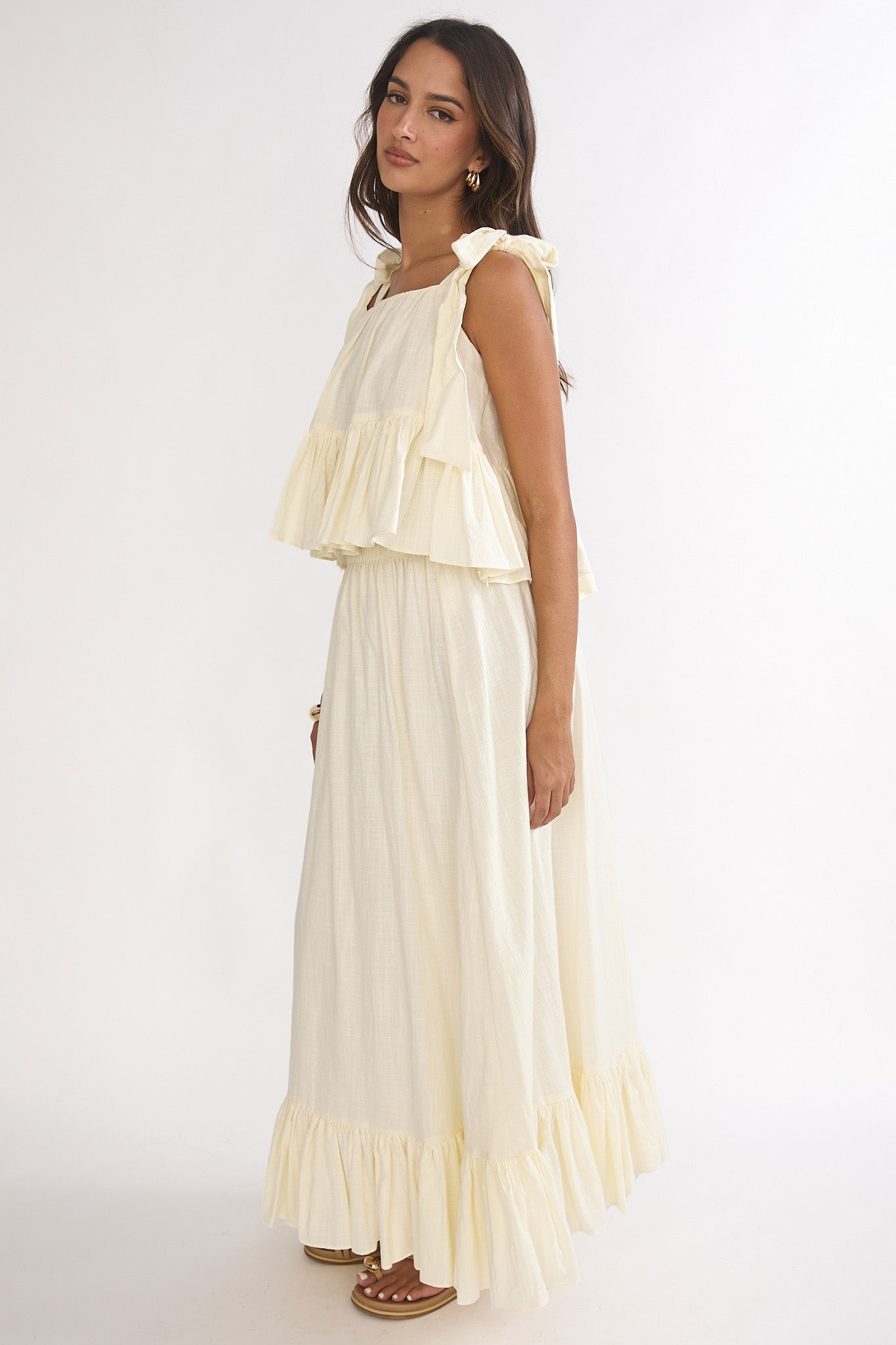 Alera Frill Hem Maxi Skirt Vanilla by Selfie Leslie Australia