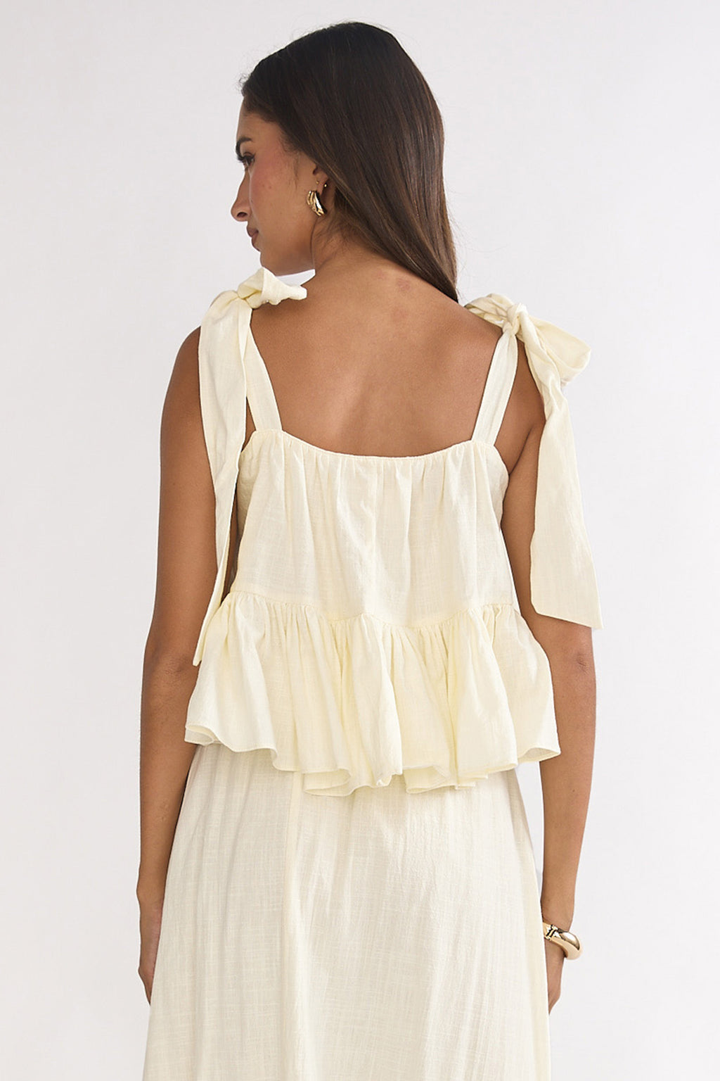 Alera Tied Shoulder Top Vanilla by Selfie Leslie Australia