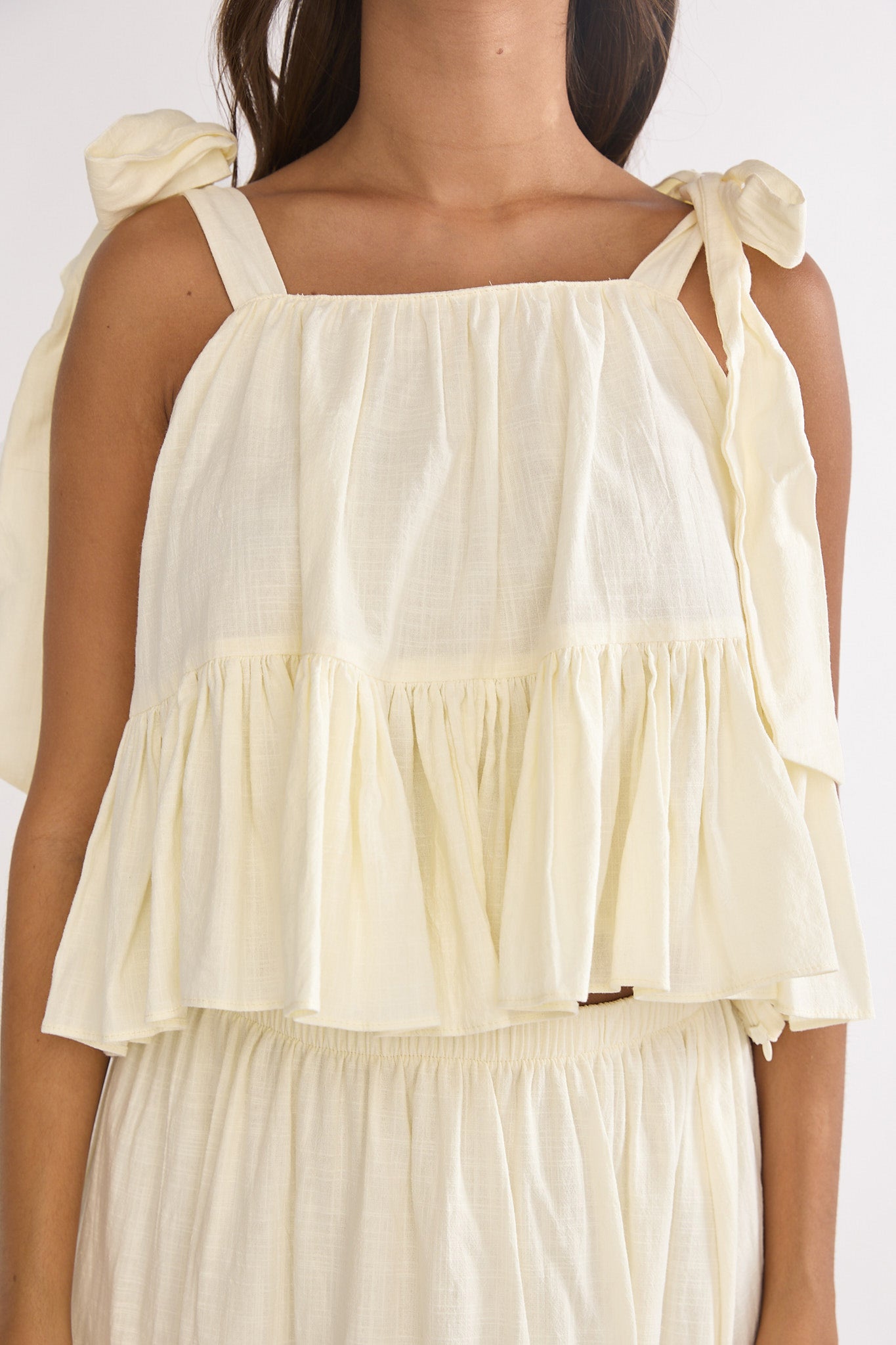 Alera Tied Shoulder Top Vanilla by Selfie Leslie Australia