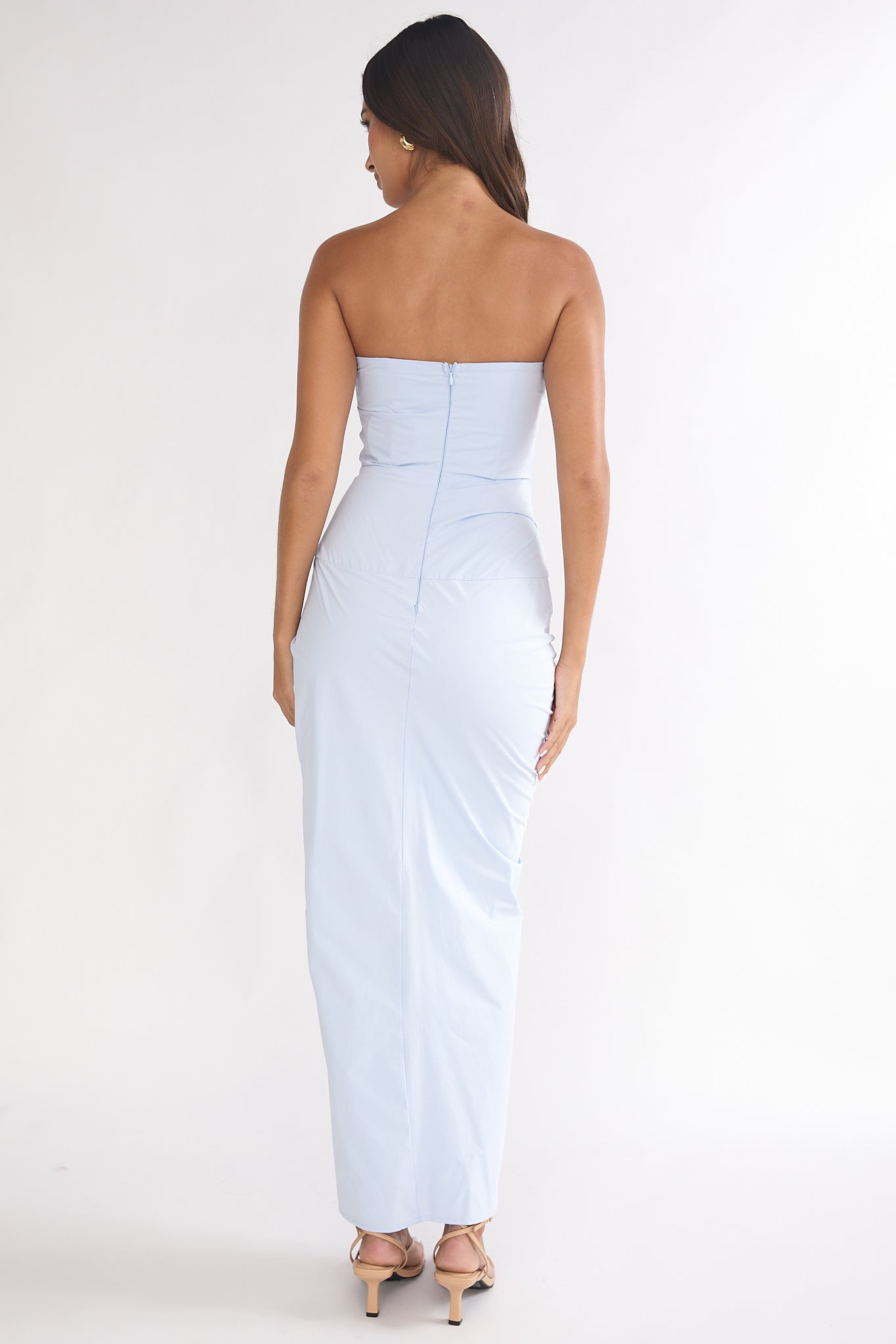 Paradisa Strapless Ruched Maxi Dress Blue by Selfie Leslie Australia