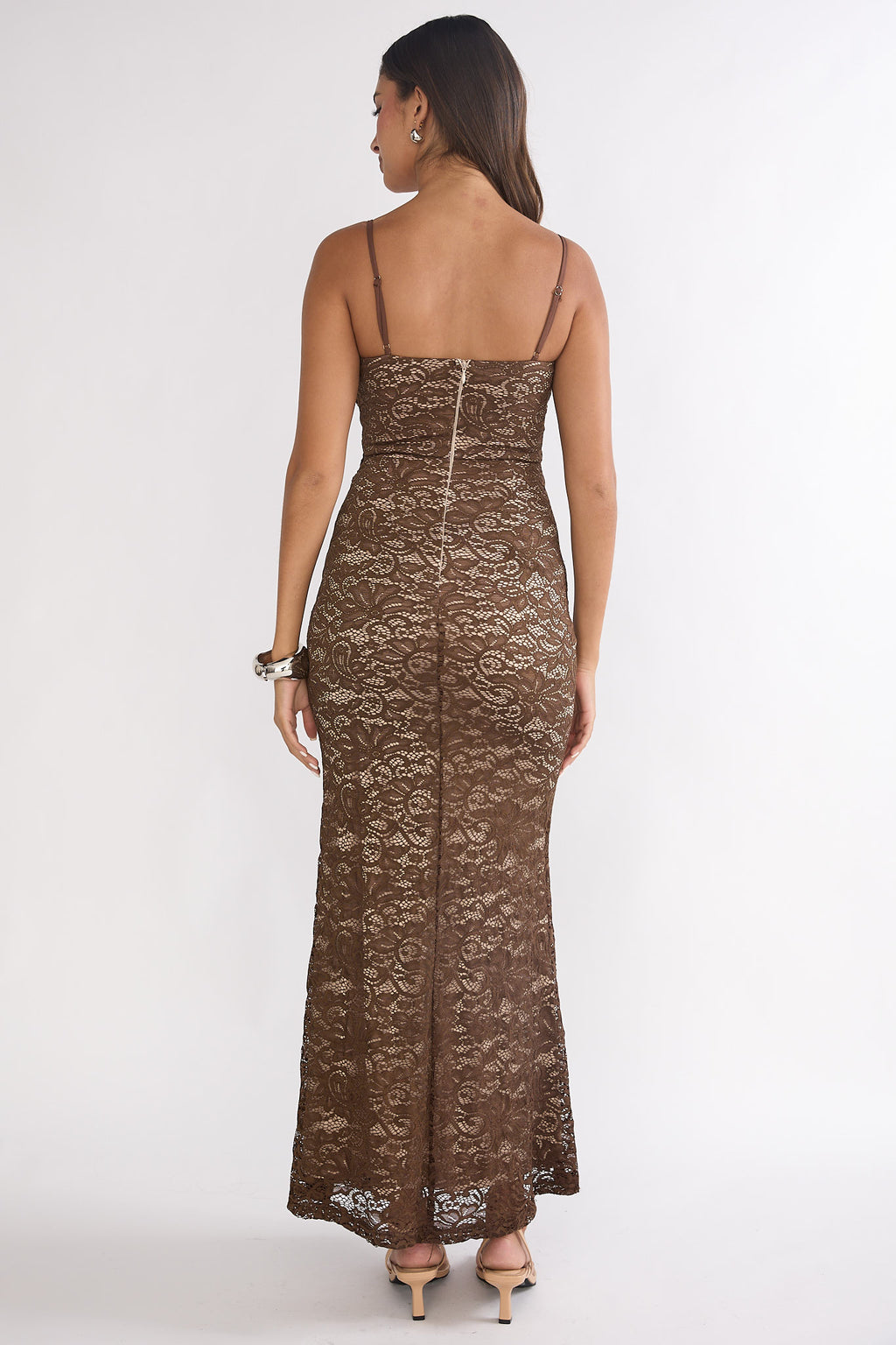Keep Them Talking Ruched Waist Maxi Dress Chocolate by Selfie Leslie Australia