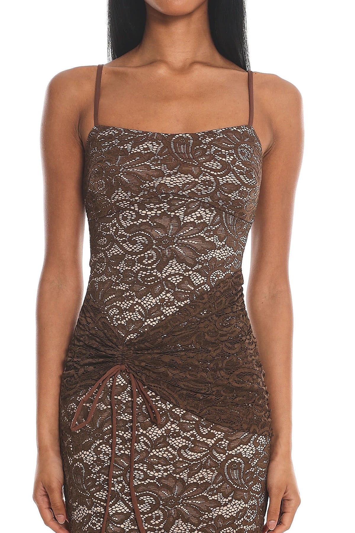 Keep Them Talking Ruched Waist Maxi Dress Chocolate by Selfie Leslie Australia