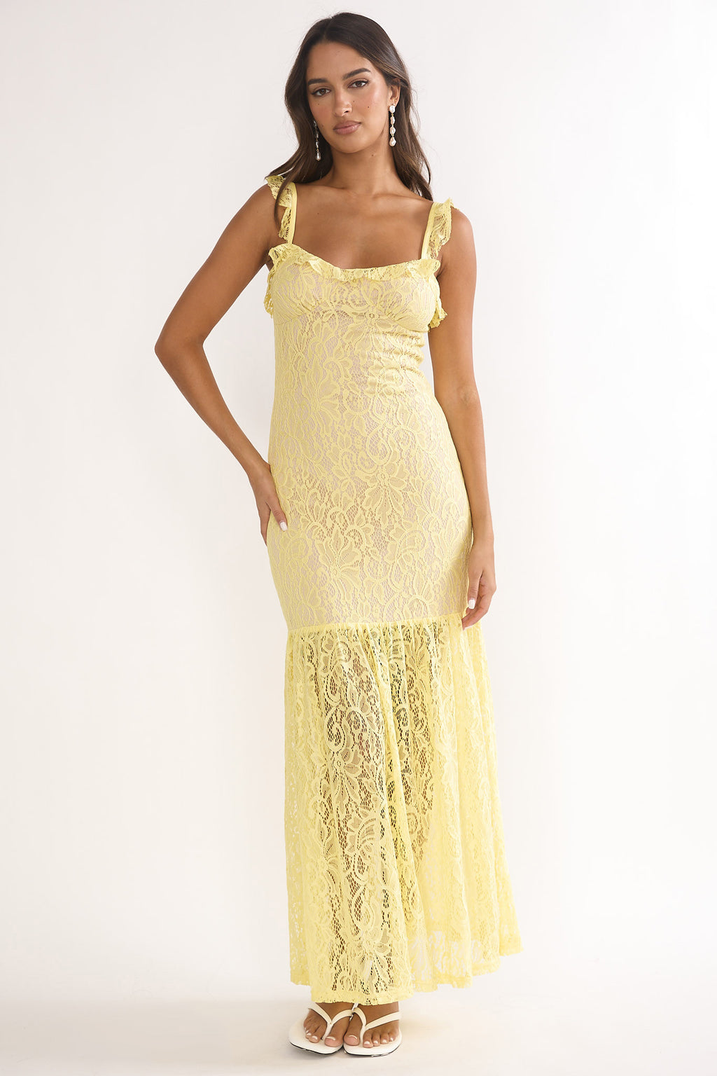 Noraya Lace Overlay Maxi Dress Lemon by Selfie Leslie Australia