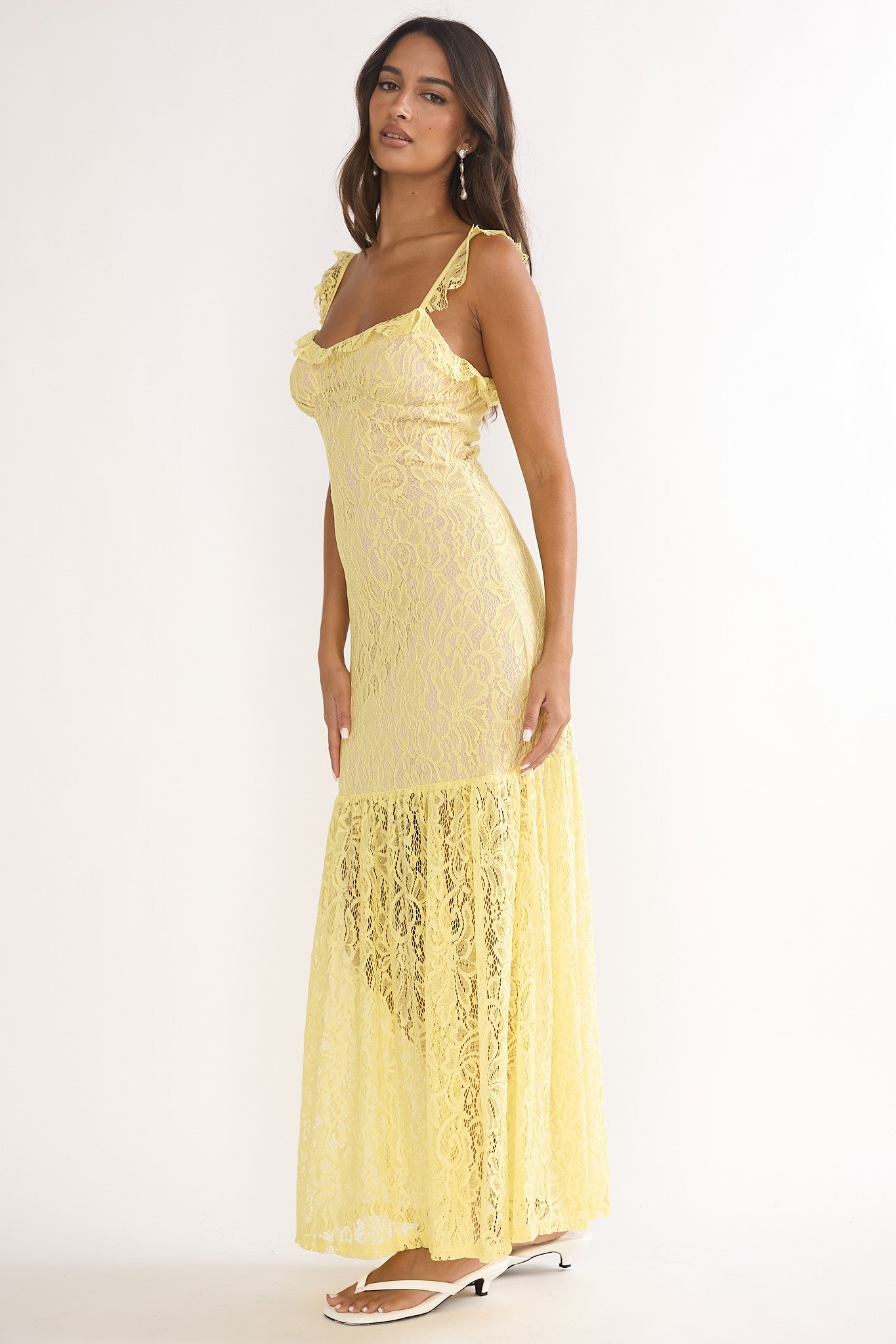 Noraya Lace Overlay Maxi Dress Lemon by Selfie Leslie Australia