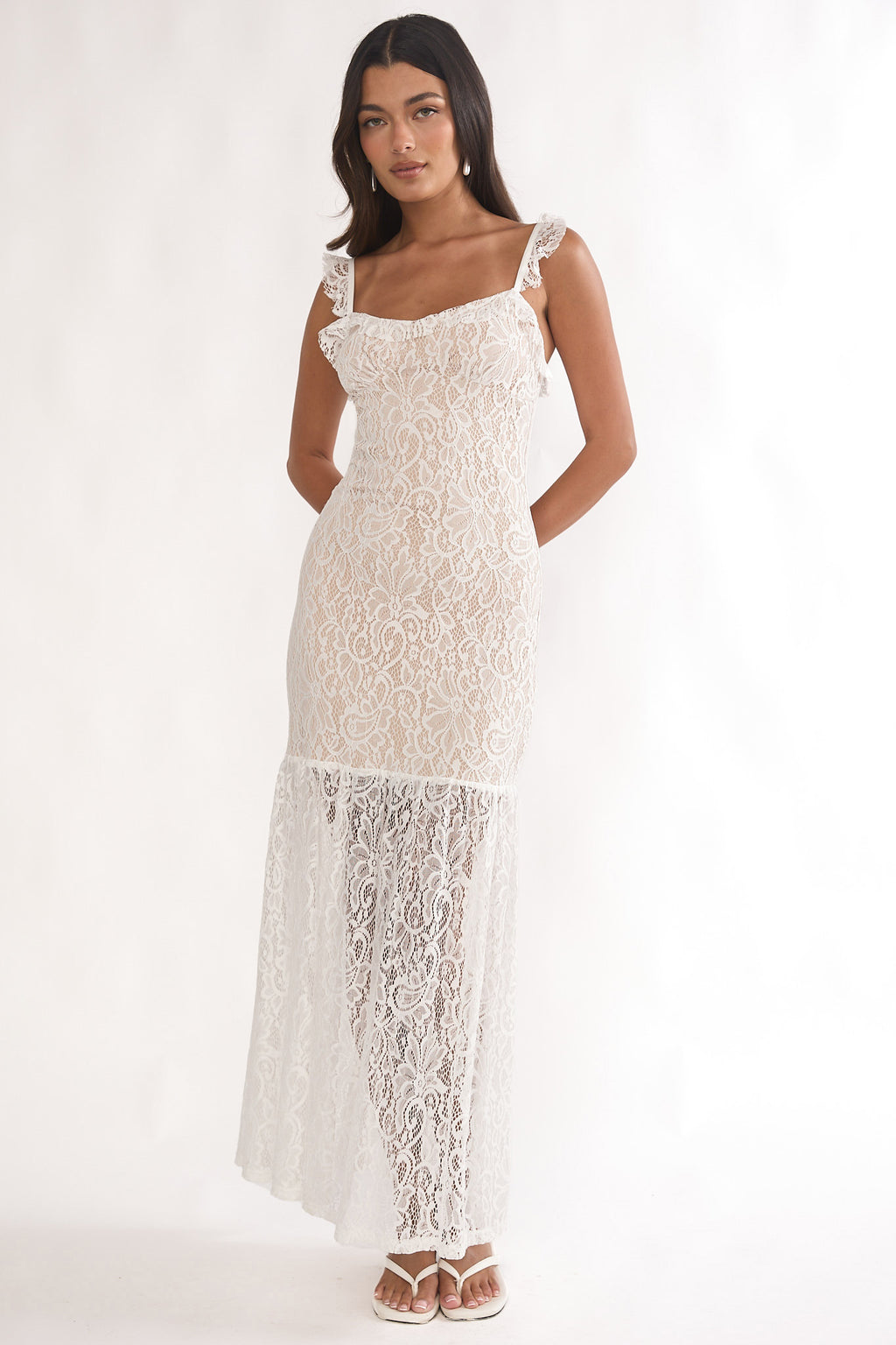 Noraya Lace Overlay Maxi Dress White by Selfie Leslie Australia