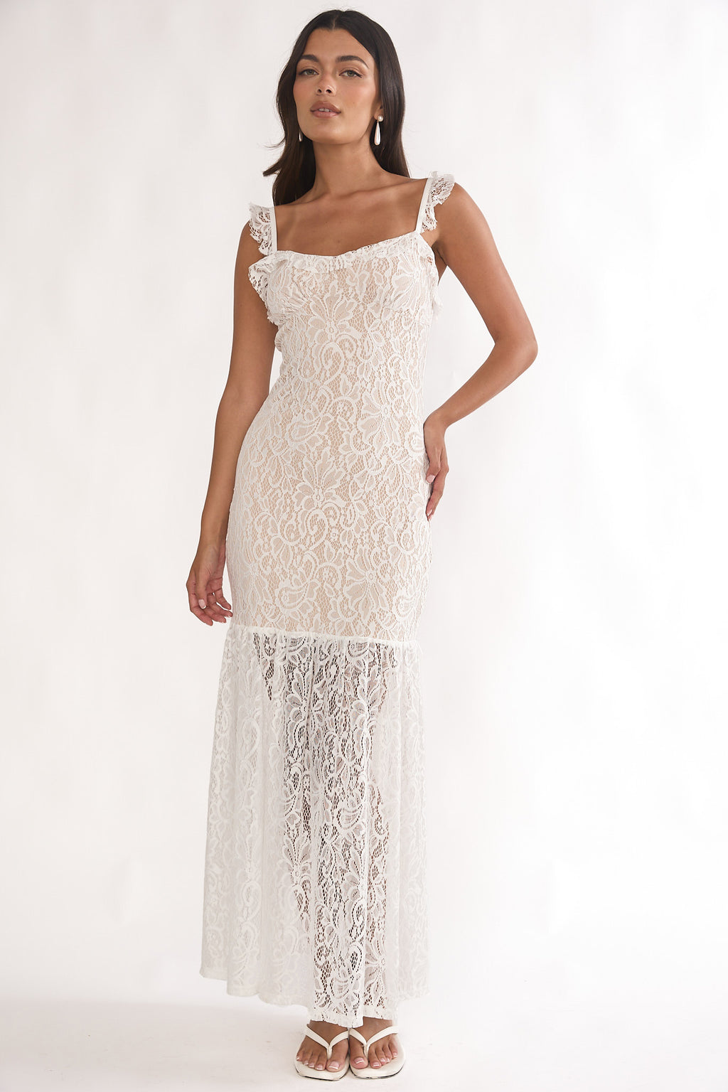 Noraya Lace Overlay Maxi Dress White by Selfie Leslie Australia