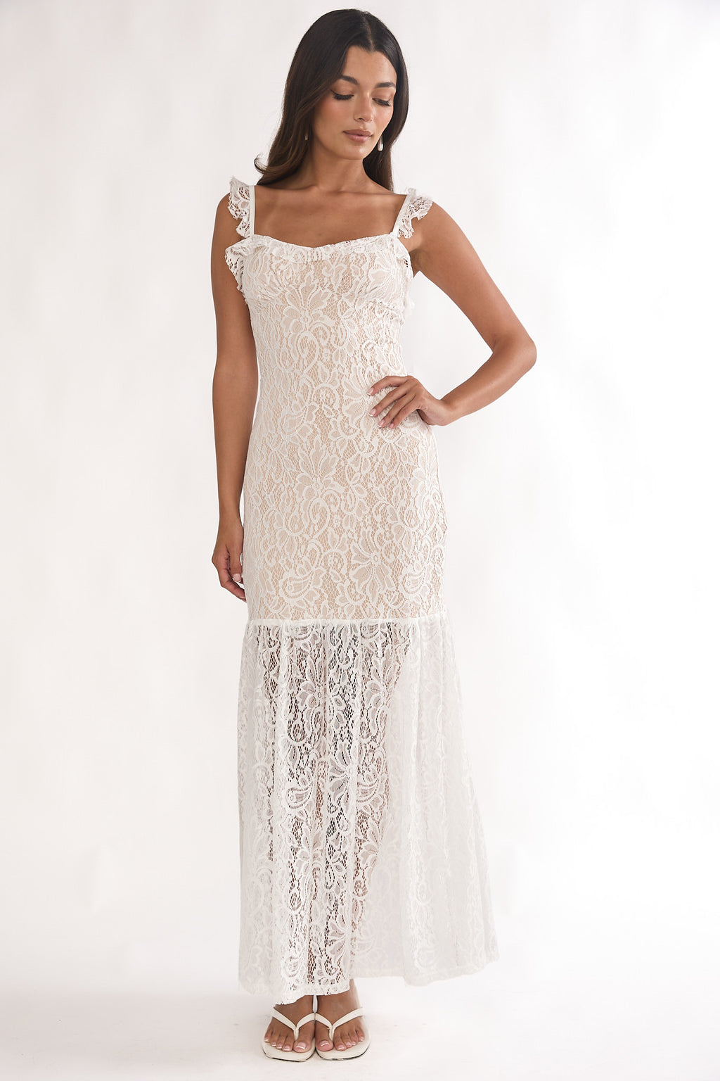 Noraya Lace Overlay Maxi Dress White by Selfie Leslie Australia