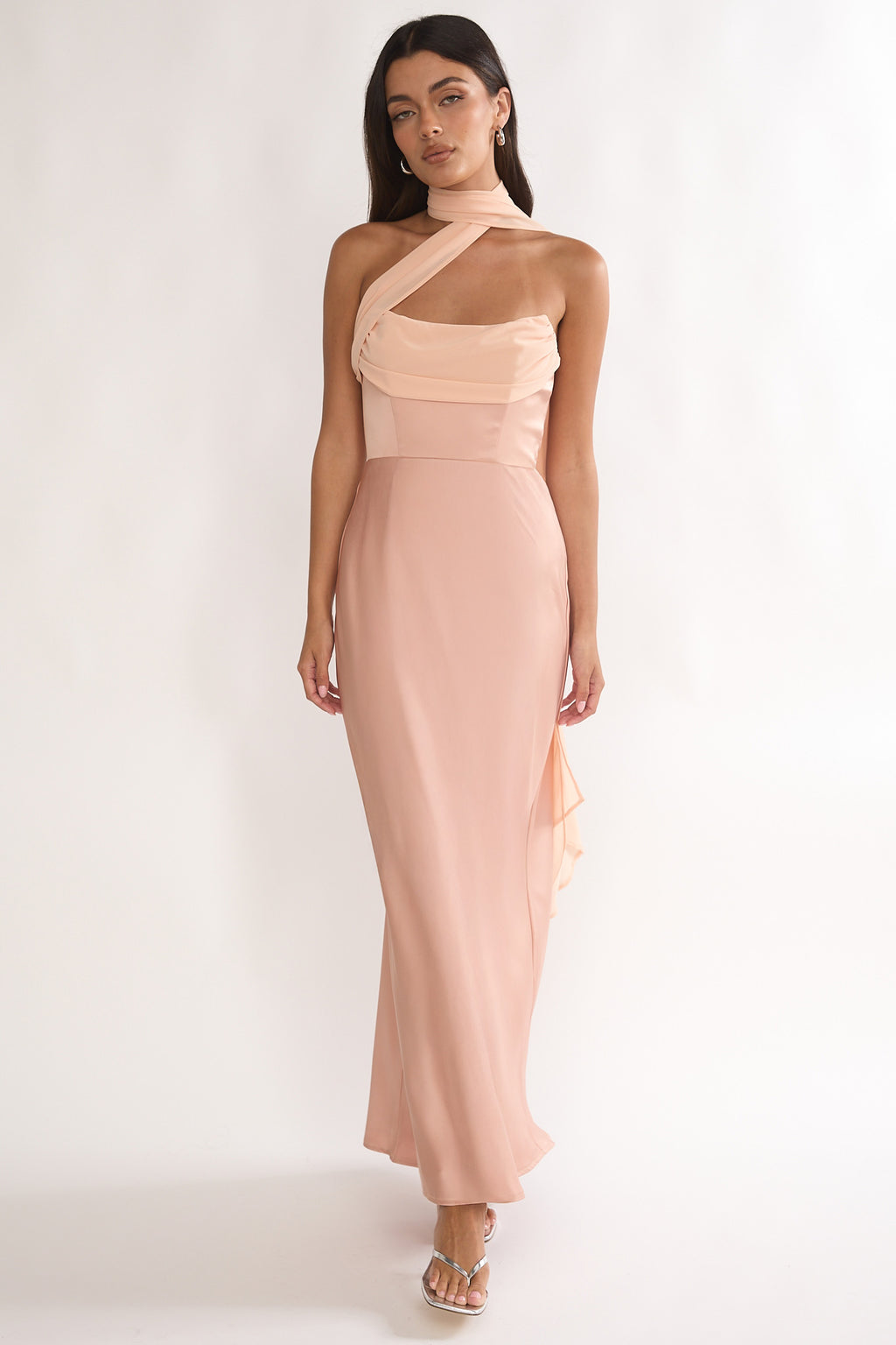 Merisalyn Strapless Scarf Maxi Dress Apricot by Selfie Leslie Australia