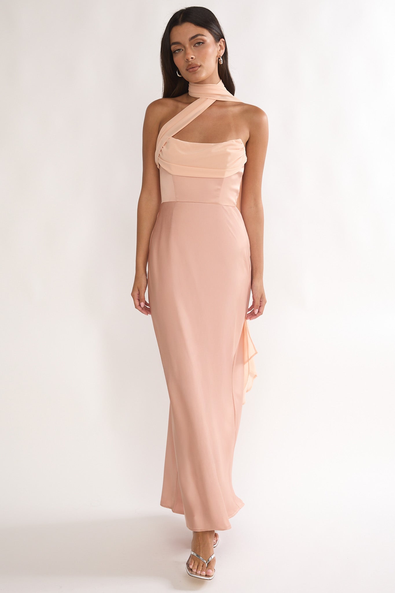 Merisalyn Strapless Scarf Maxi Dress Apricot by Selfie Leslie Australia