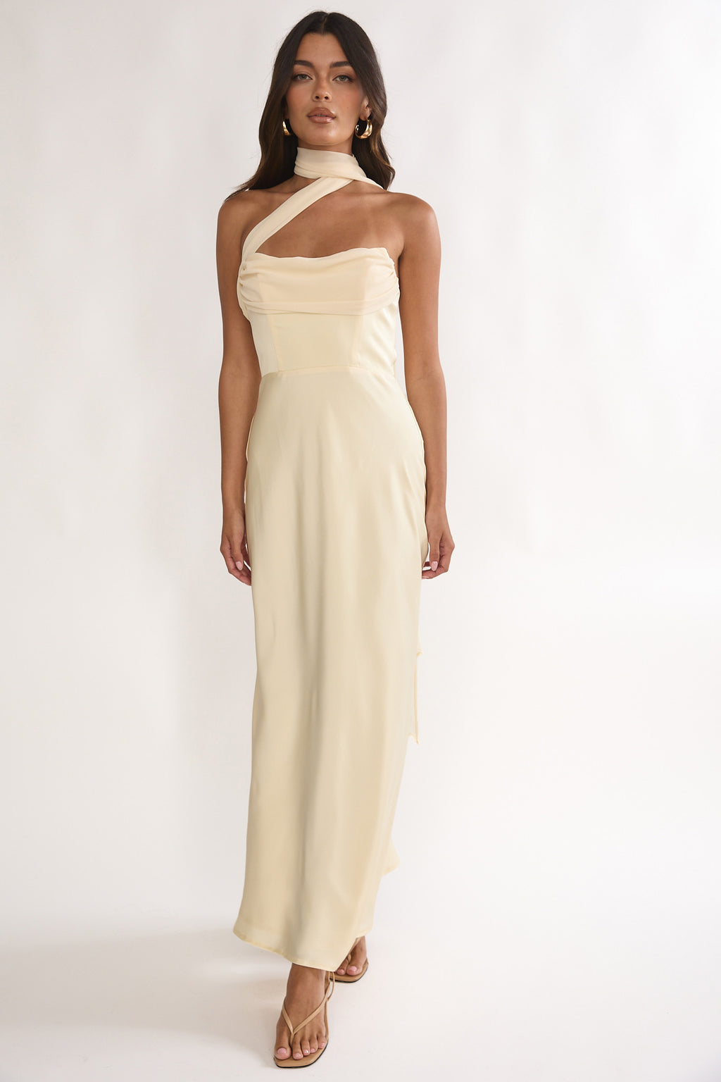 Merisalyn Strapless Scarf Maxi Dress Butter by Selfie Leslie Australia