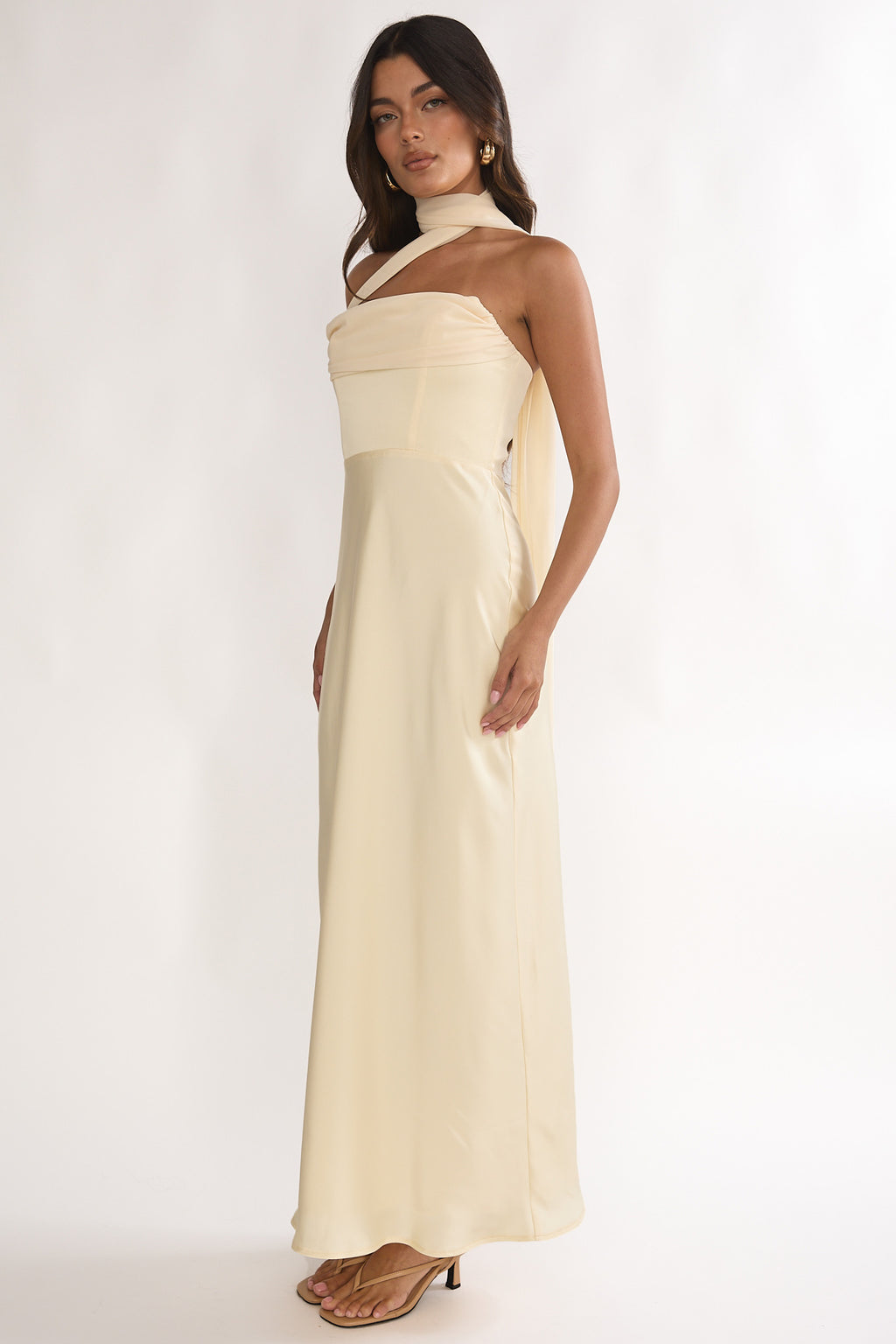 Merisalyn Strapless Scarf Maxi Dress Butter by Selfie Leslie Australia
