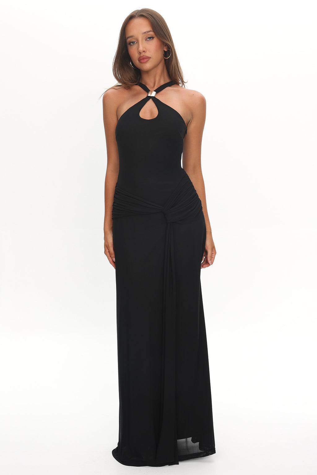 Cresida Keyhole Racerback Maxi Dress Black by Selfie Leslie Australia