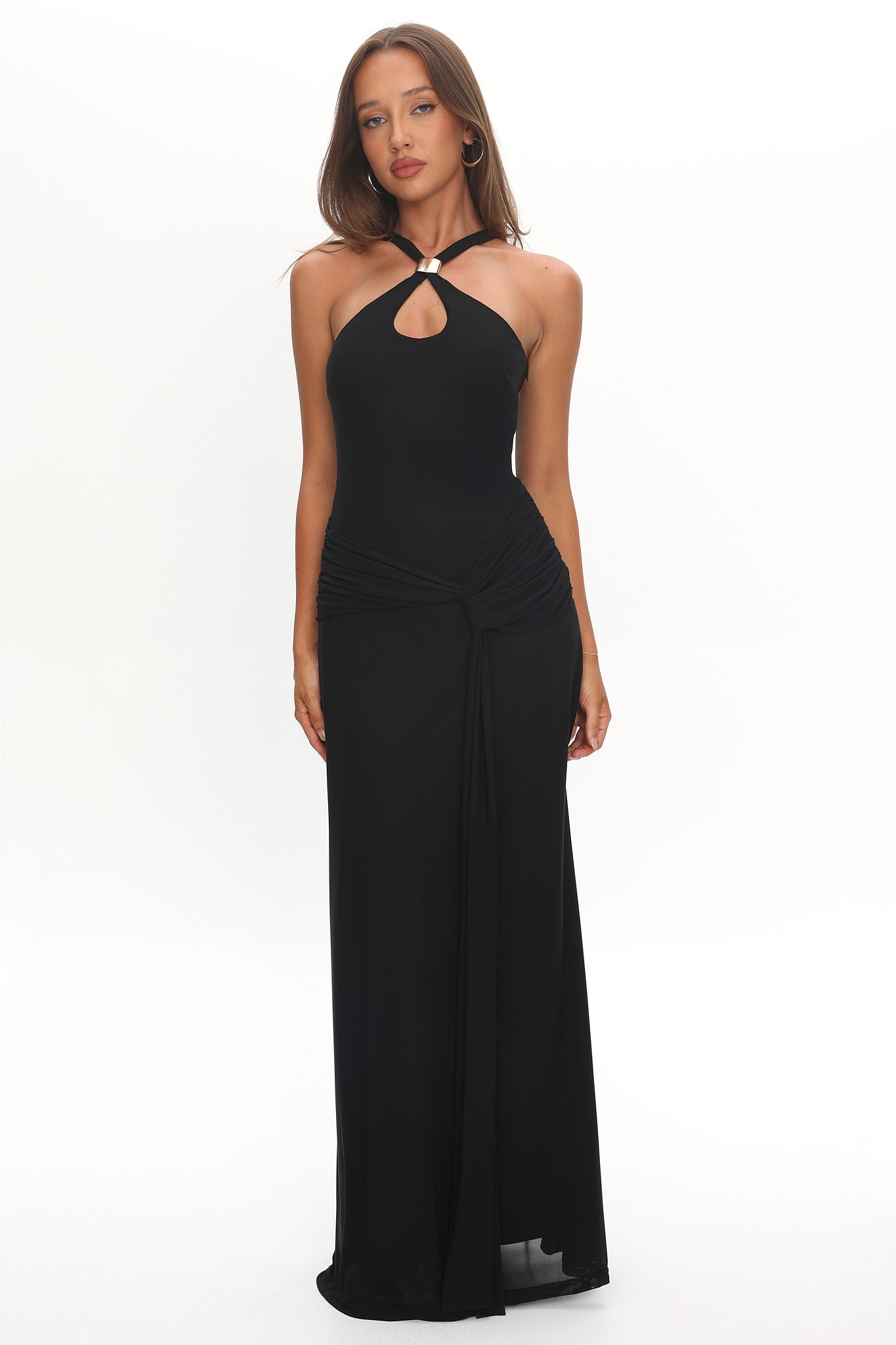 Cresida Keyhole Racerback Maxi Dress Black by Selfie Leslie Australia