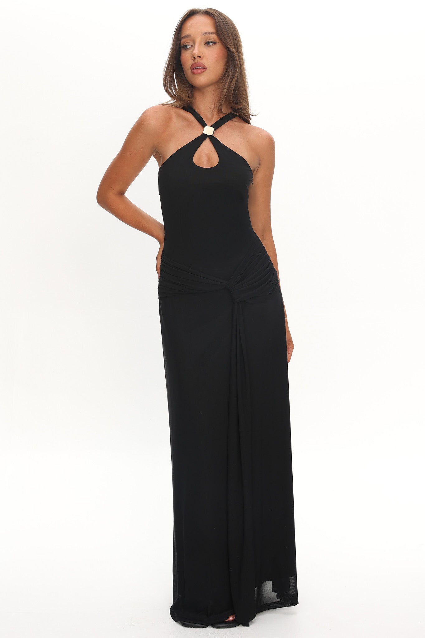 Cresida Keyhole Racerback Maxi Dress Black by Selfie Leslie Australia