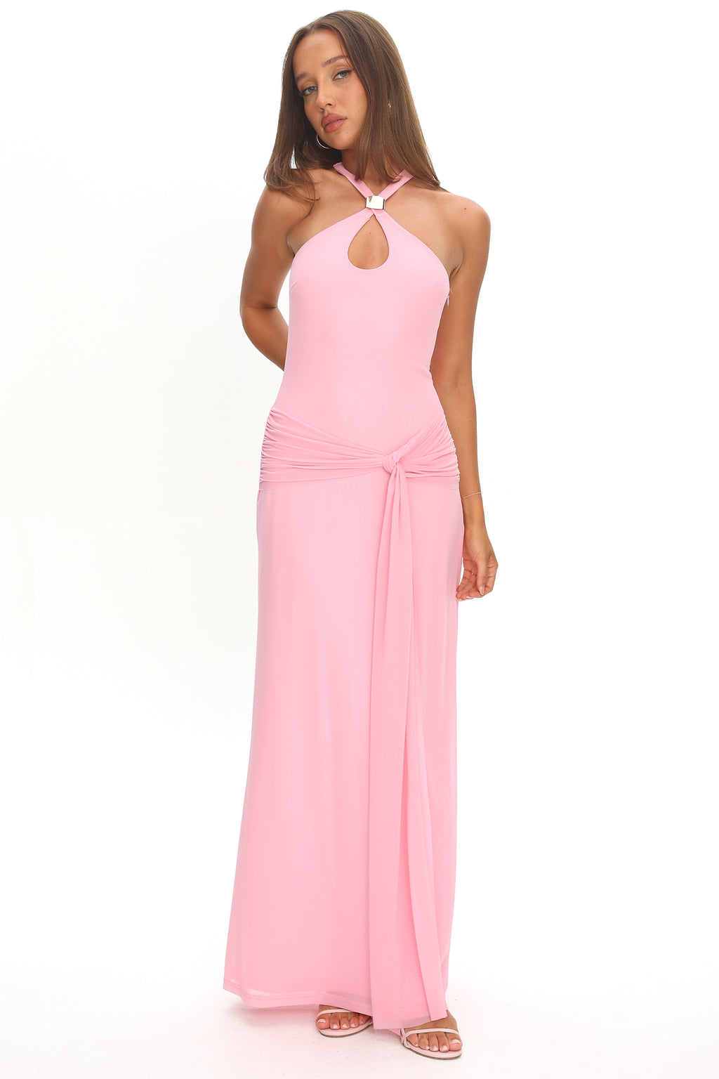 Cresida Keyhole Racerback Maxi Dress Pink by Selfie Leslie Australia