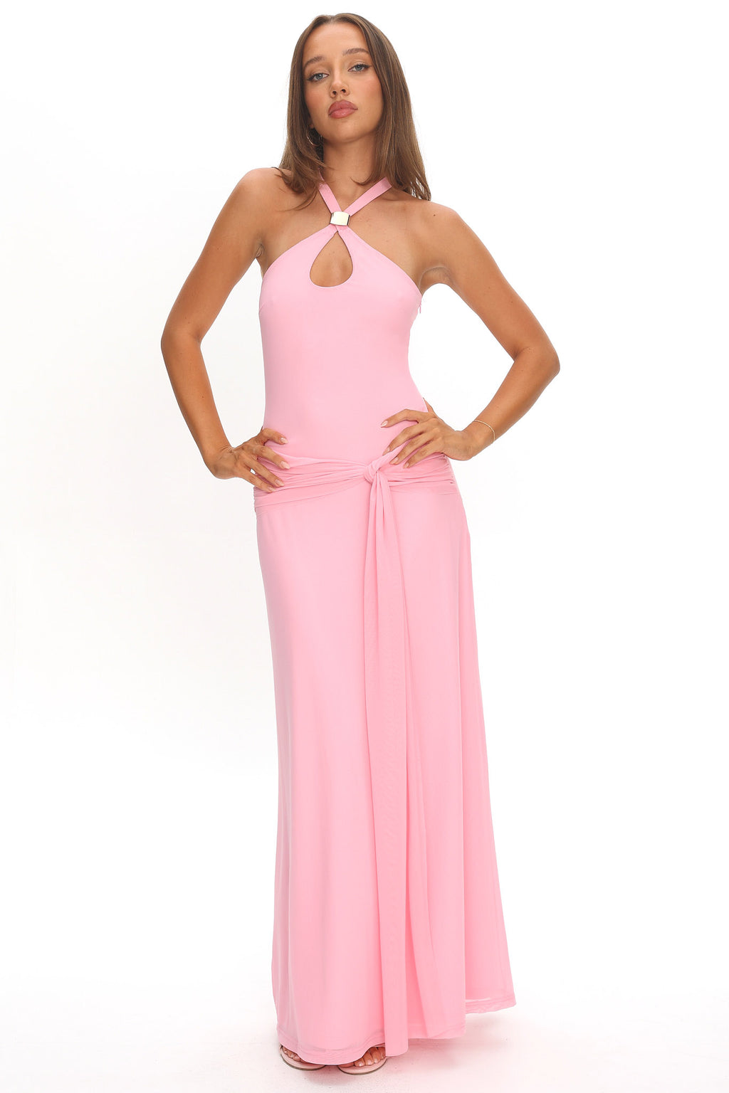 Cresida Keyhole Racerback Maxi Dress Pink by Selfie Leslie Australia