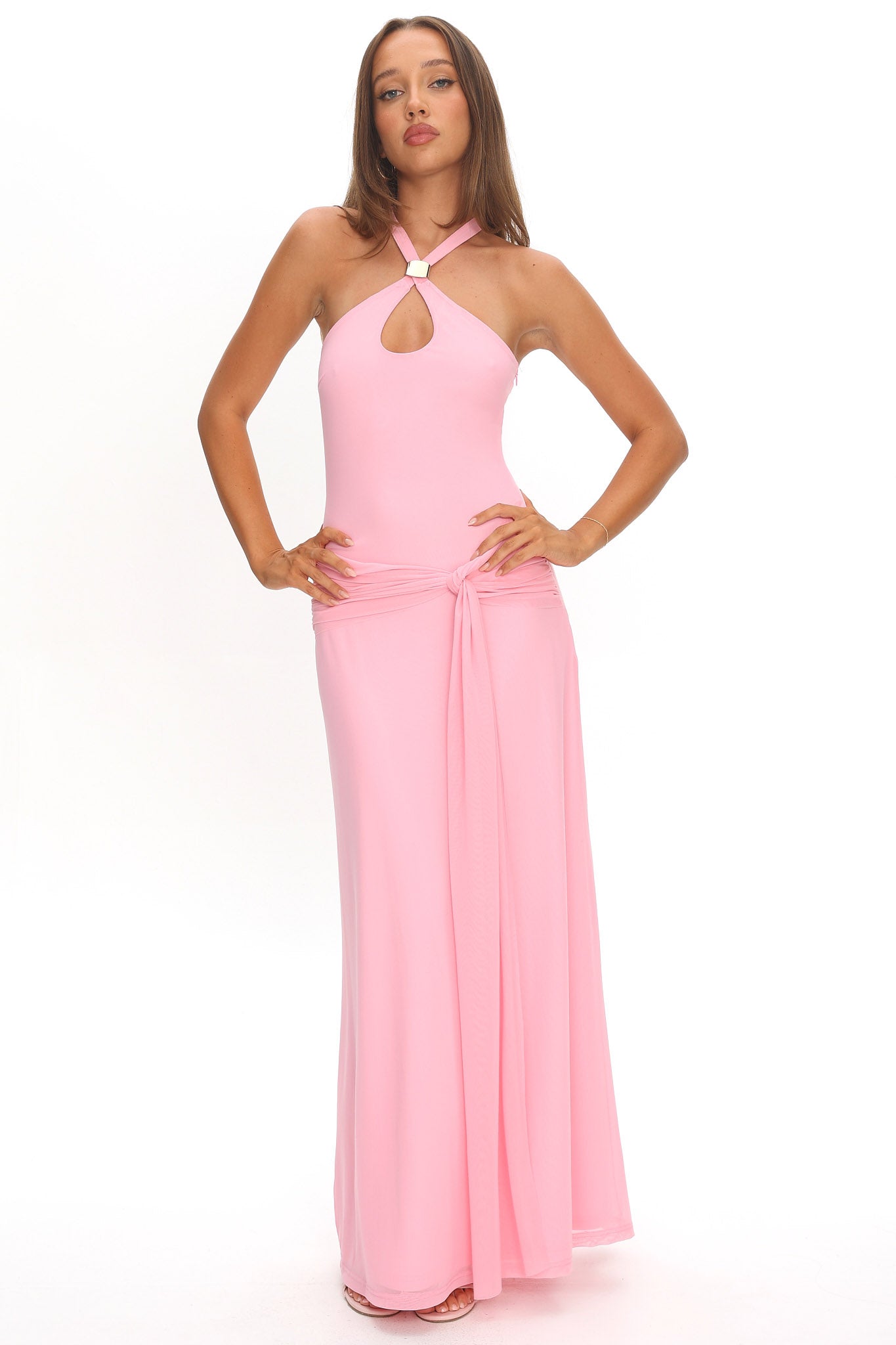 Cresida Keyhole Racerback Maxi Dress Pink by Selfie Leslie Australia