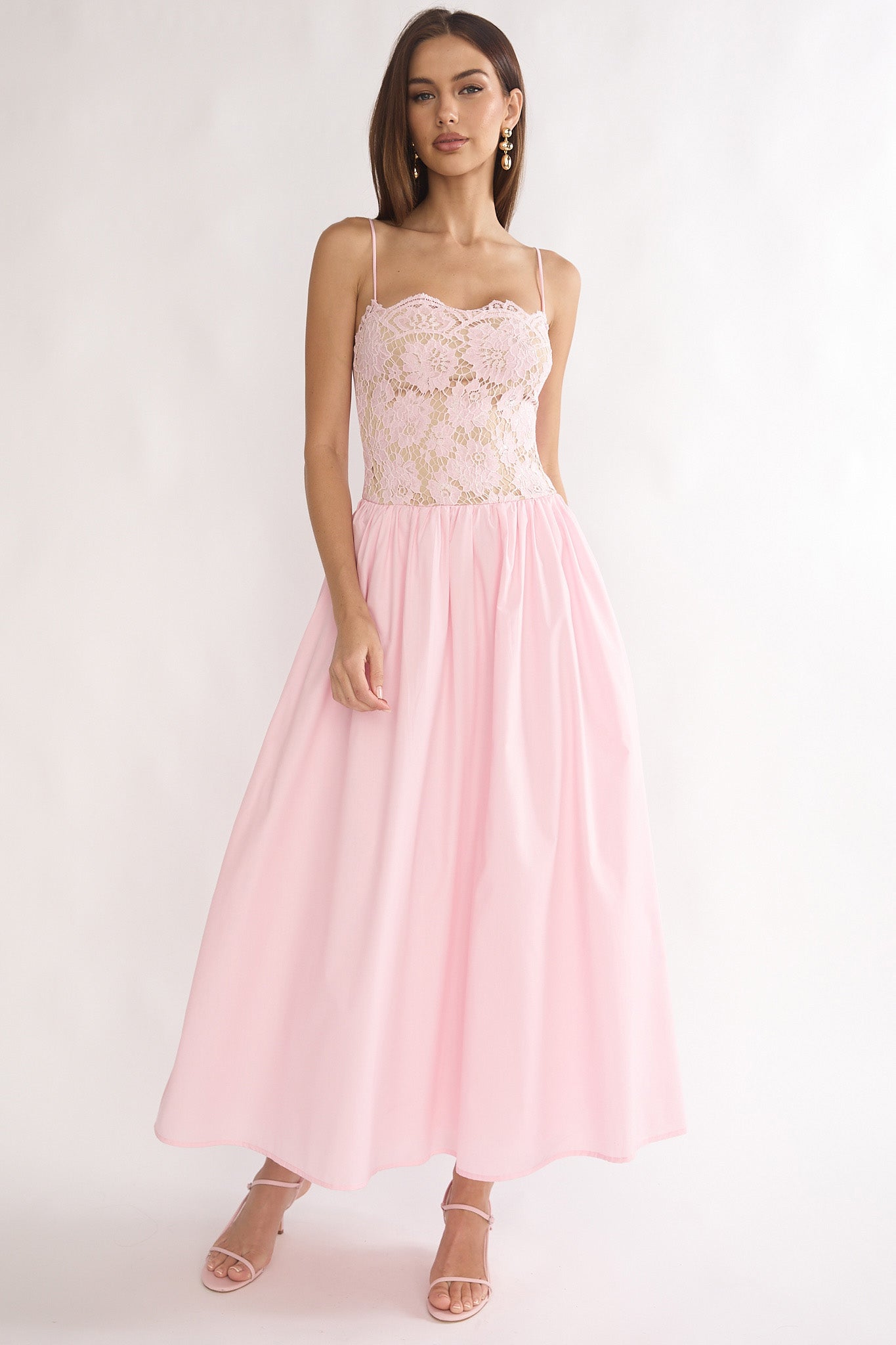 She's A Lady Lace Bodice Maxi Dress Pink by Selfie Leslie Australia