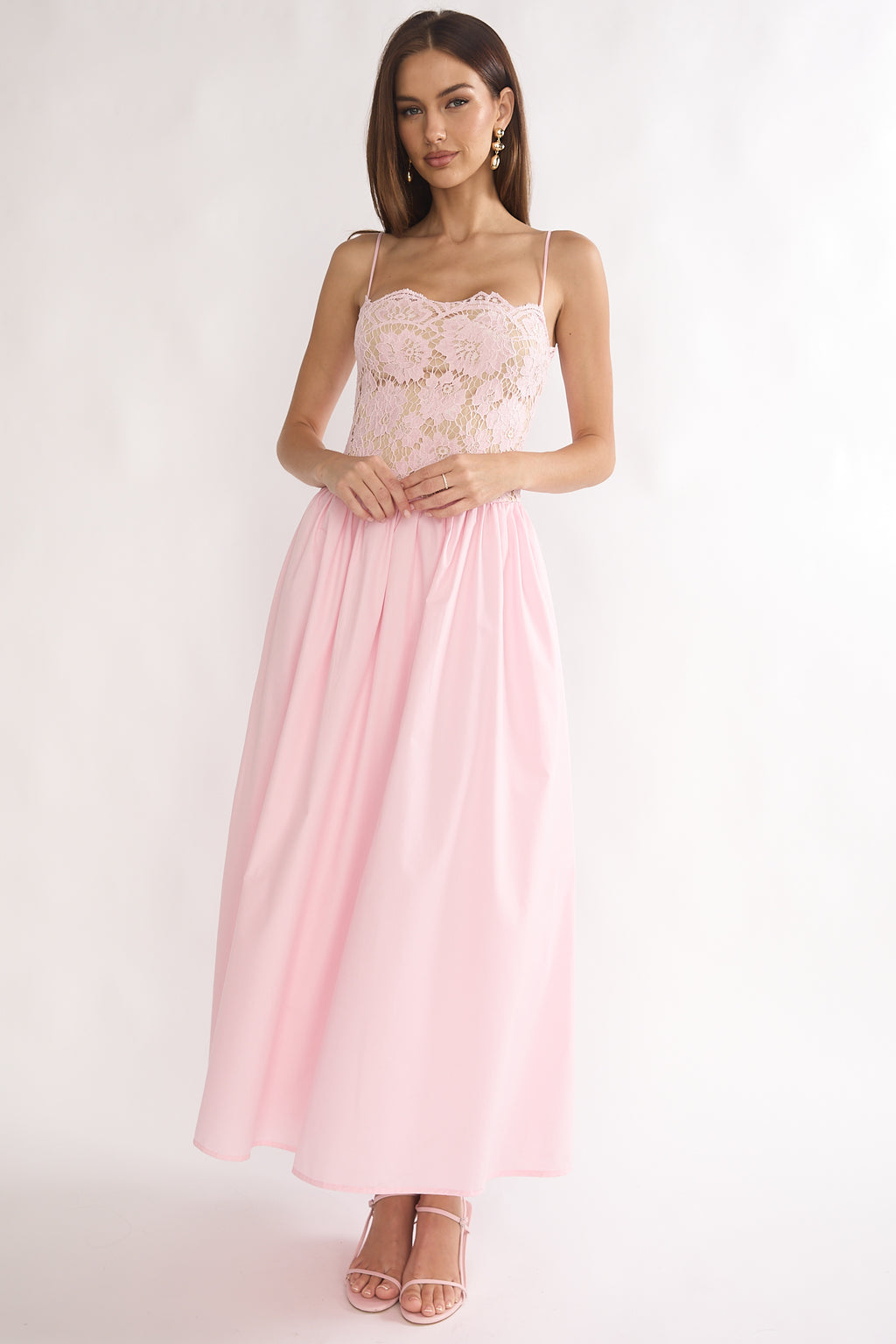 She's A Lady Lace Bodice Maxi Dress Pink by Selfie Leslie Australia