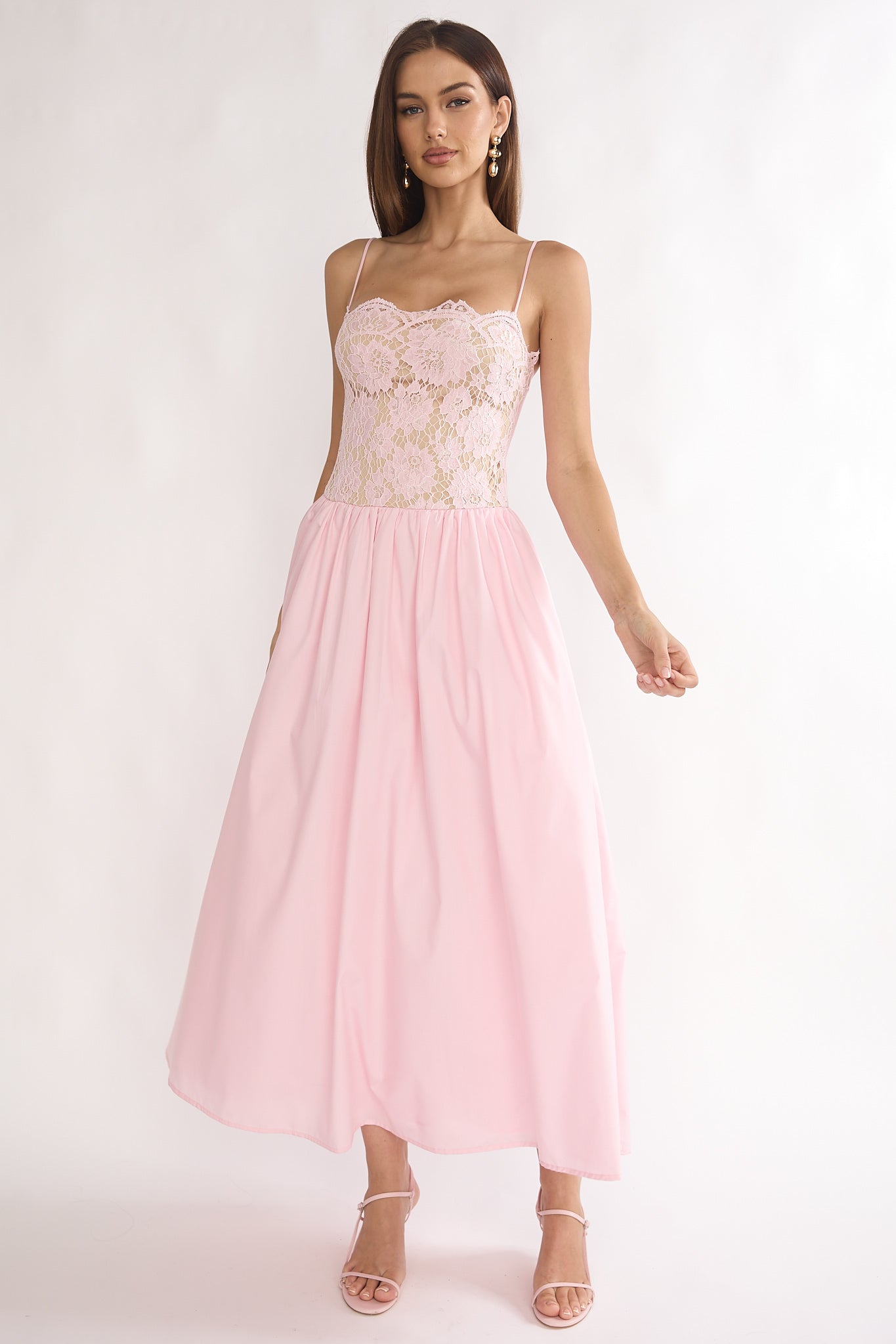 She's A Lady Lace Bodice Maxi Dress Pink by Selfie Leslie Australia