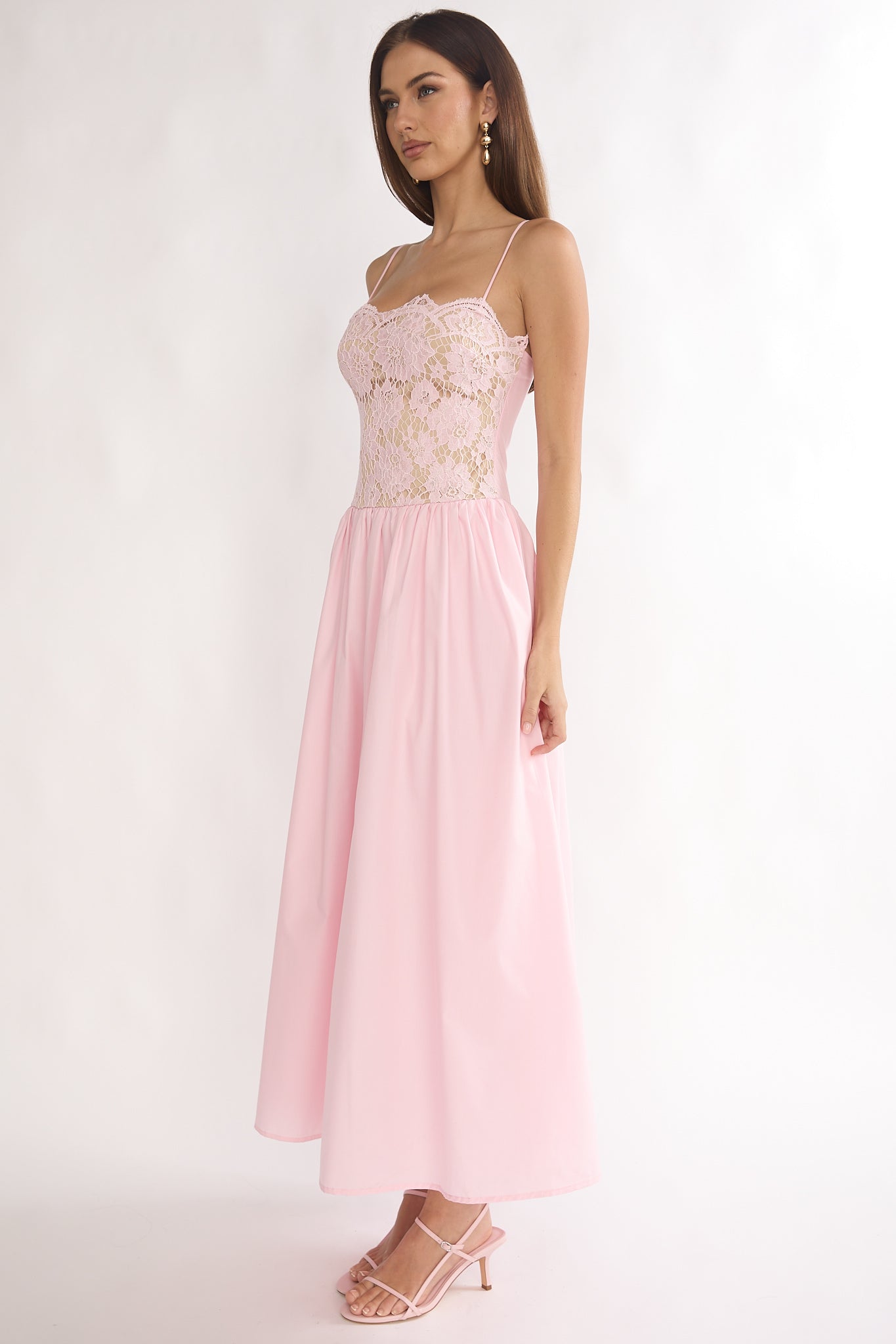 She's A Lady Lace Bodice Maxi Dress Pink by Selfie Leslie Australia