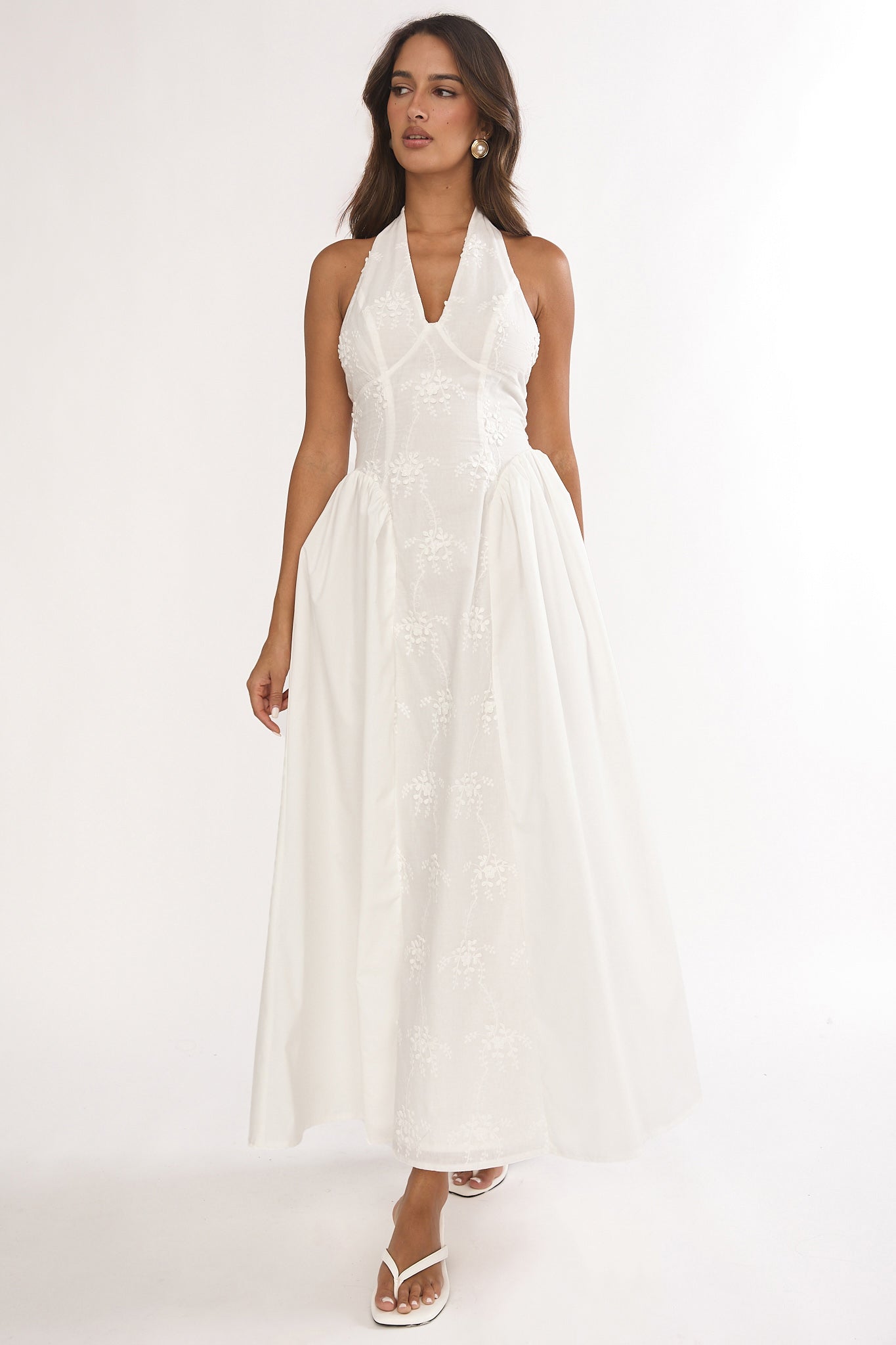 Talirosa Embroidered Halterneck Maxi Dress White by Selfie Leslie Australia