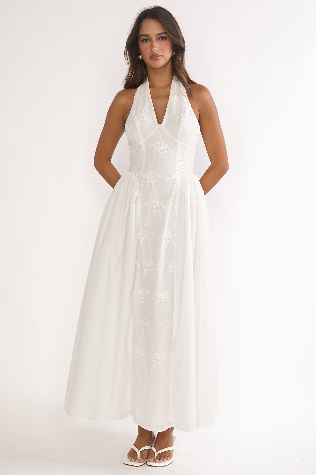 Talirosa Embroidered Halterneck Maxi Dress White by Selfie Leslie Australia