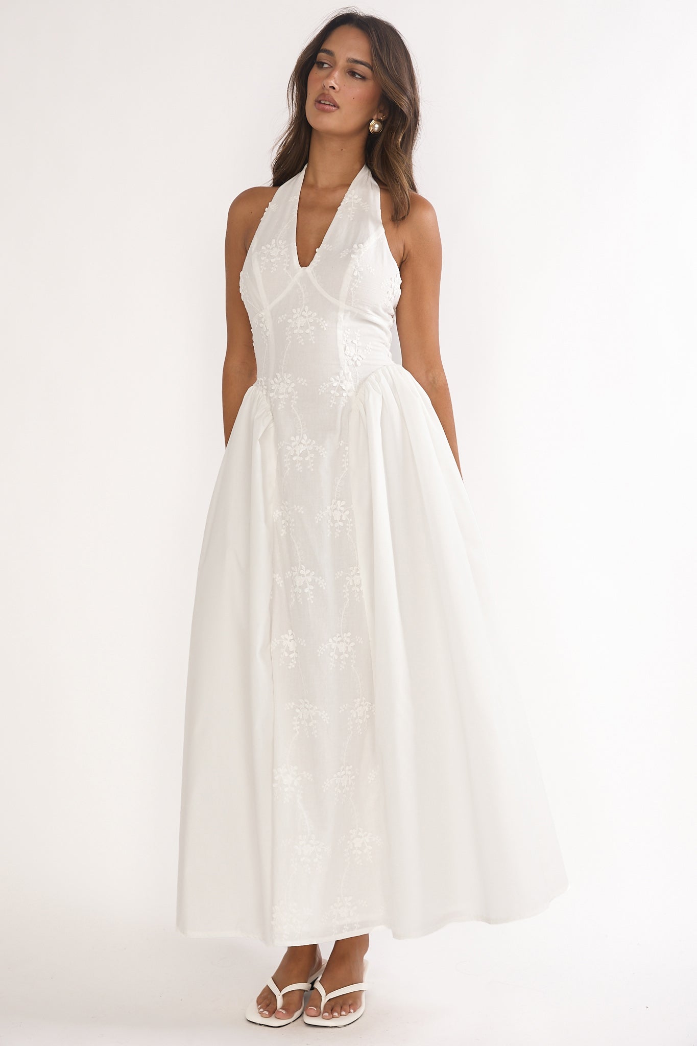 Talirosa Embroidered Halterneck Maxi Dress White by Selfie Leslie Australia