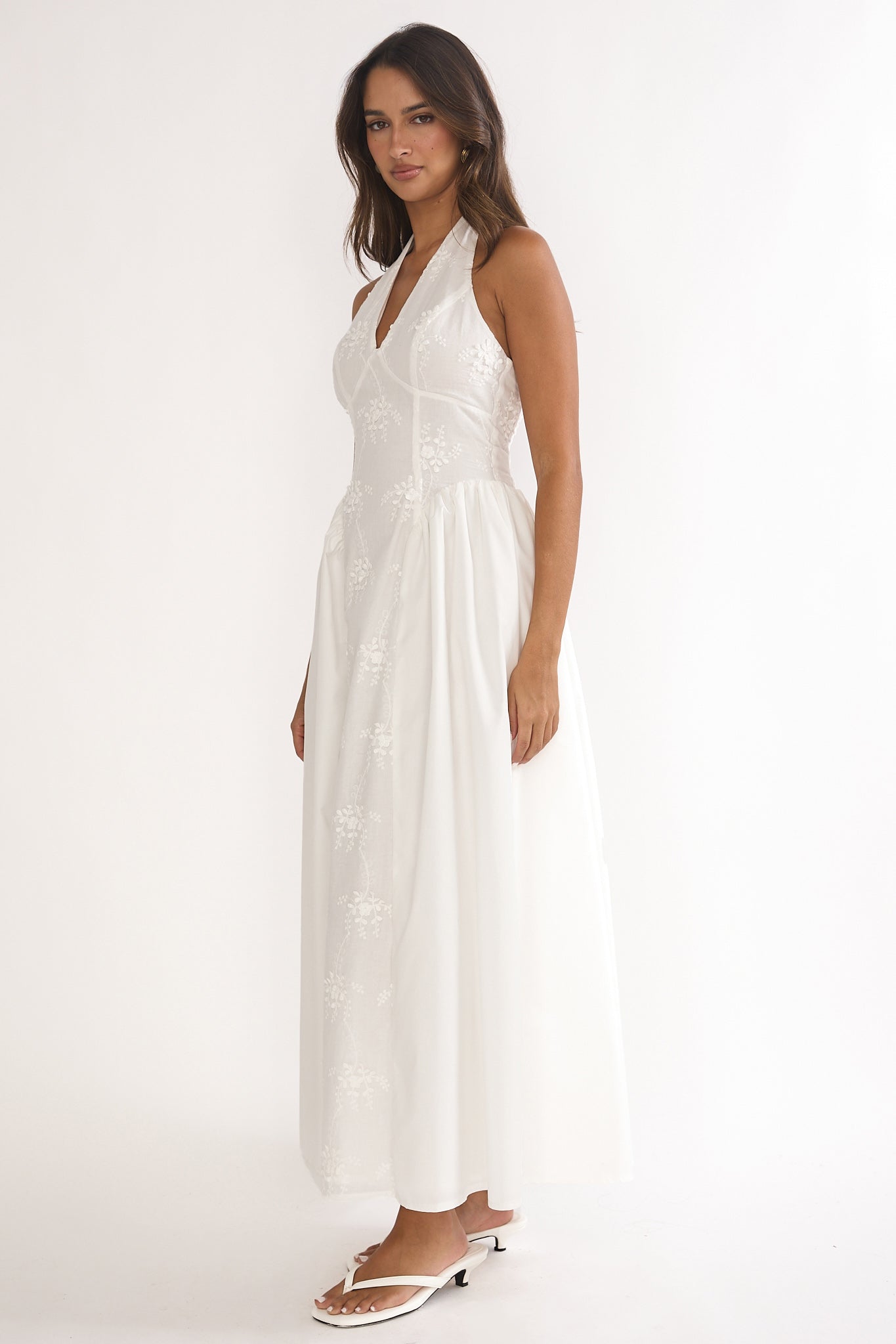 Talirosa Embroidered Halterneck Maxi Dress White by Selfie Leslie Australia