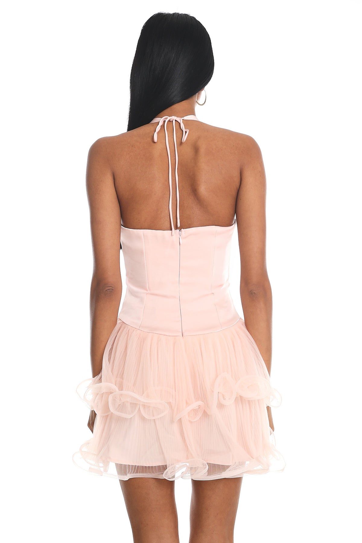 Ellery Halterneck Layered Hem Mini Dress Pink by Selfie Leslie Australia