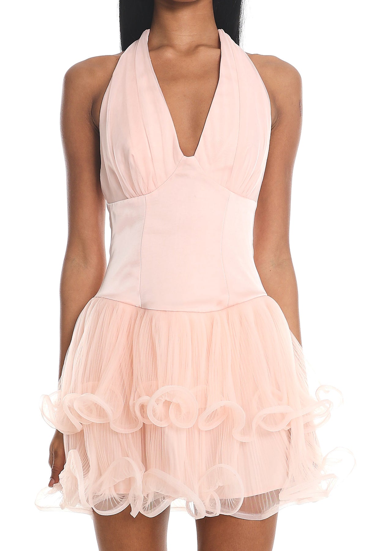 Ellery Halterneck Layered Hem Mini Dress Pink by Selfie Leslie Australia