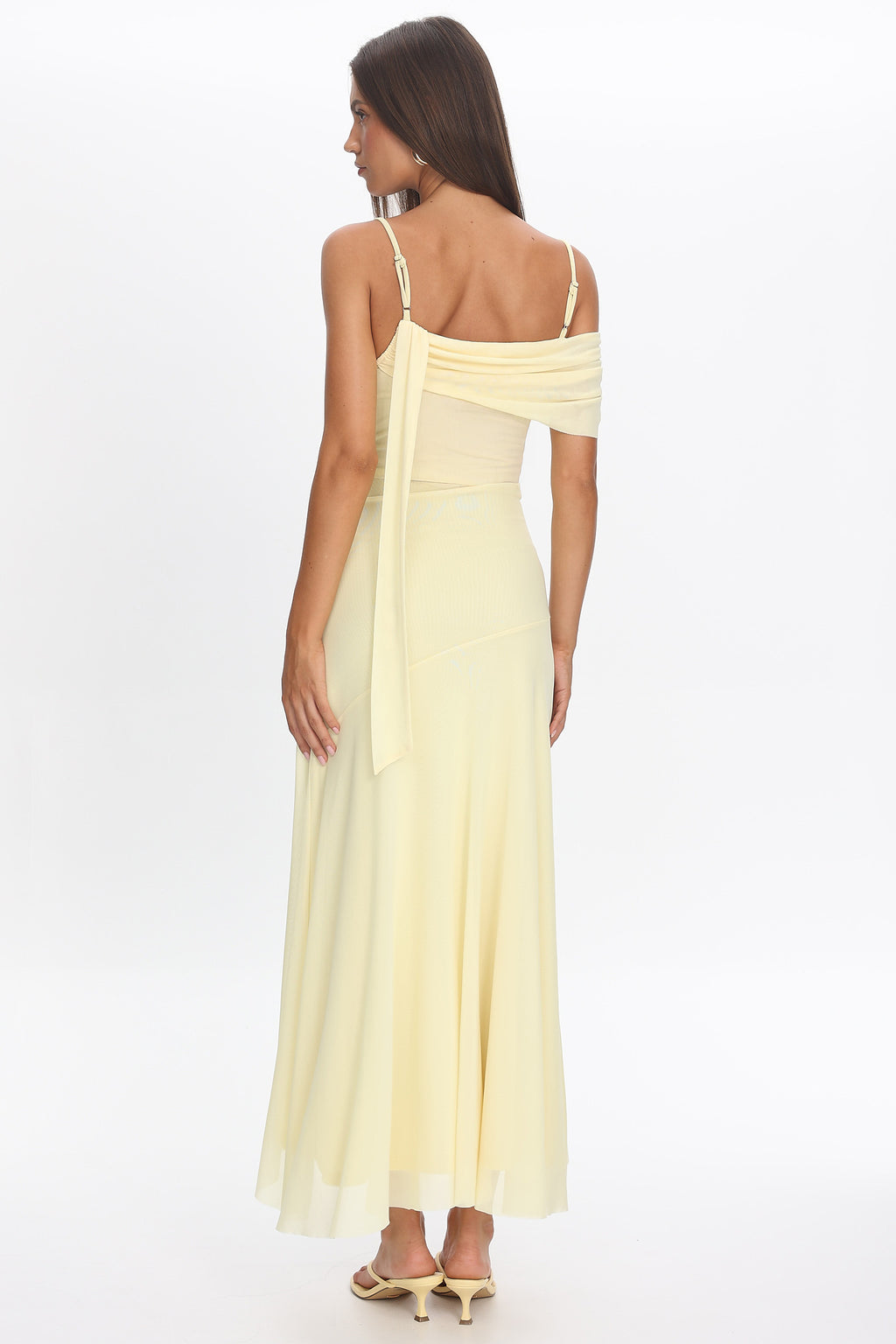 Millitah Asymmetric Hem Mesh Maxi Dress Butter by Selfie Leslie Australia