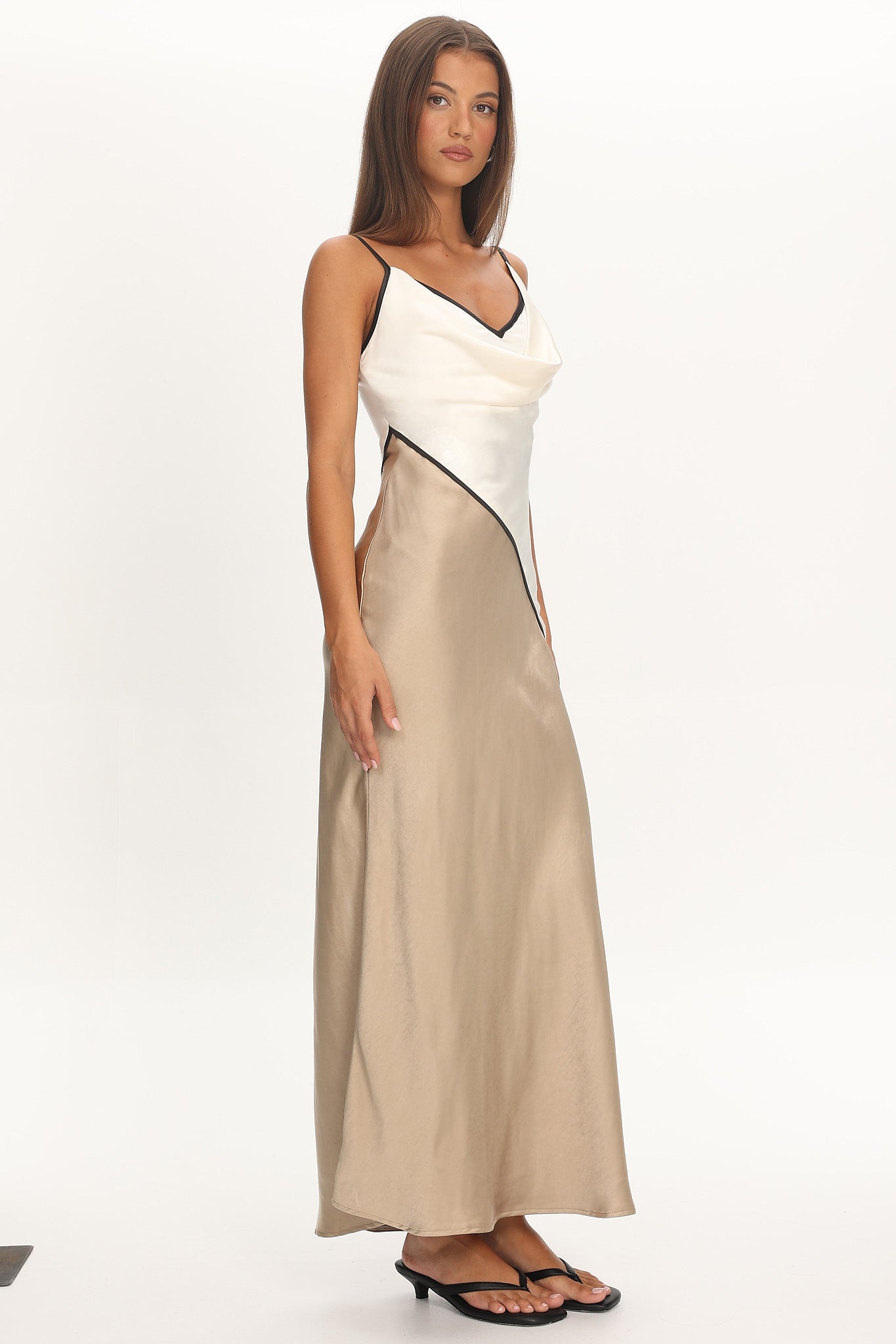 Amarante Cowl Bust Maxi Dress Contrast Oyster by Selfie Leslie Australia