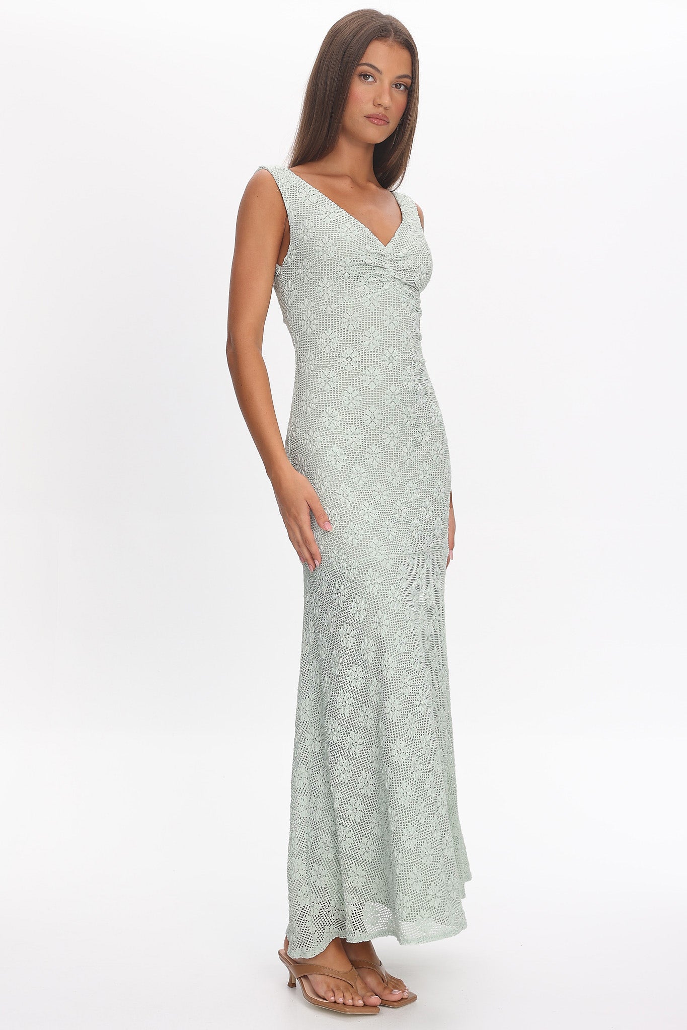 Sunshine Girl Crochet Maxi Dress Sage by Selfie Leslie Australia