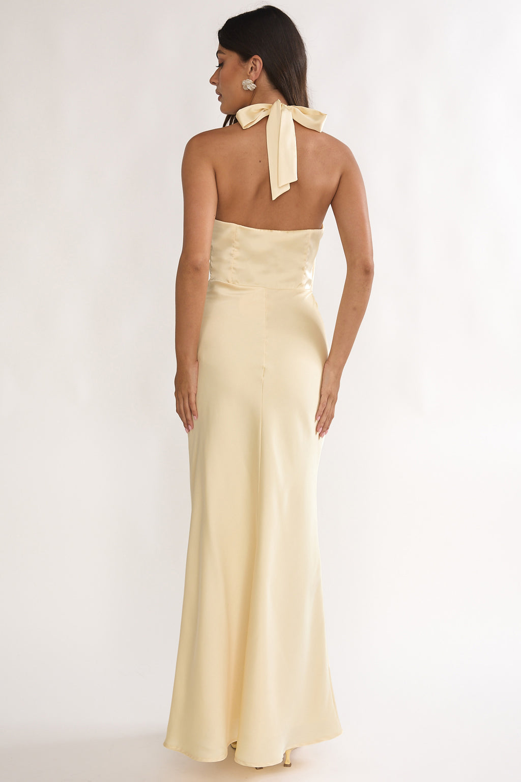 Jelina Draped Halter Maxi Dress Butter by Selfie Leslie Australia