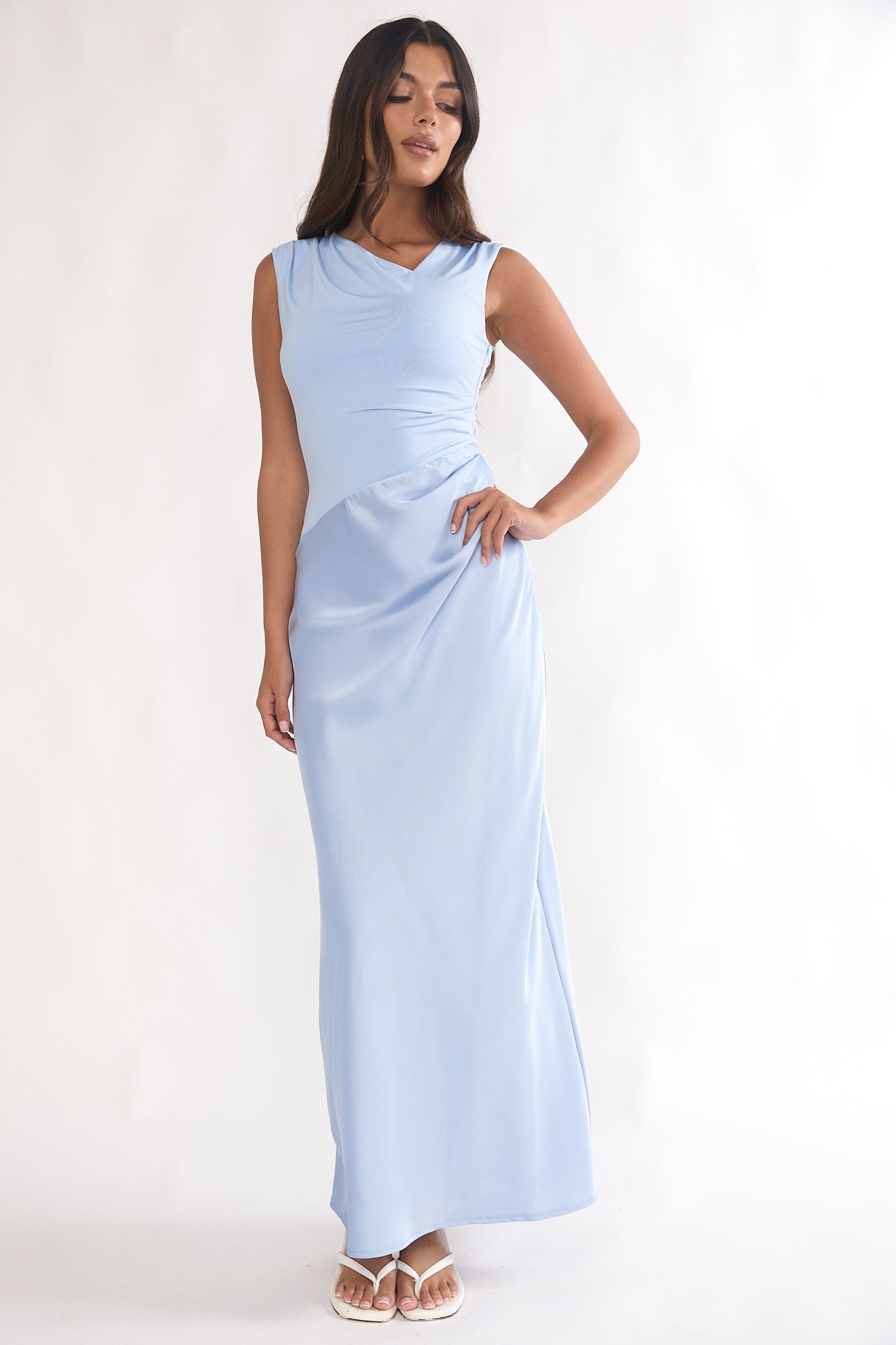 Brinelle Side Pleat Maxi Dress Blue by Selfie Leslie Australia