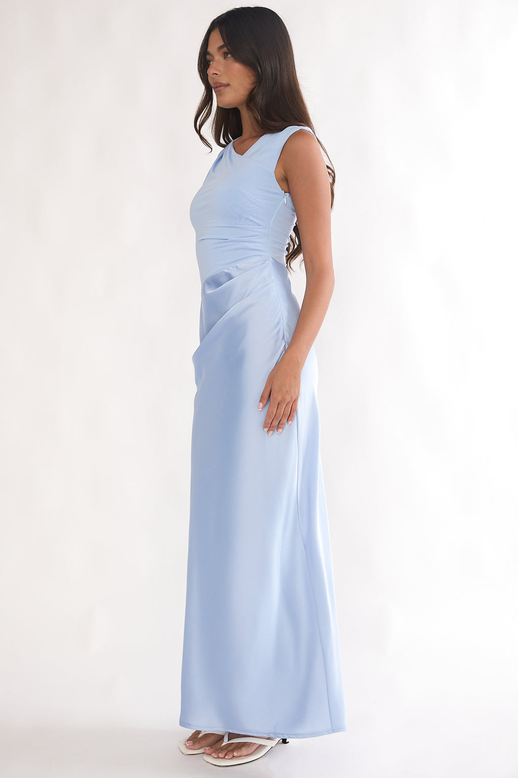 Brinelle Side Pleat Maxi Dress Blue by Selfie Leslie Australia