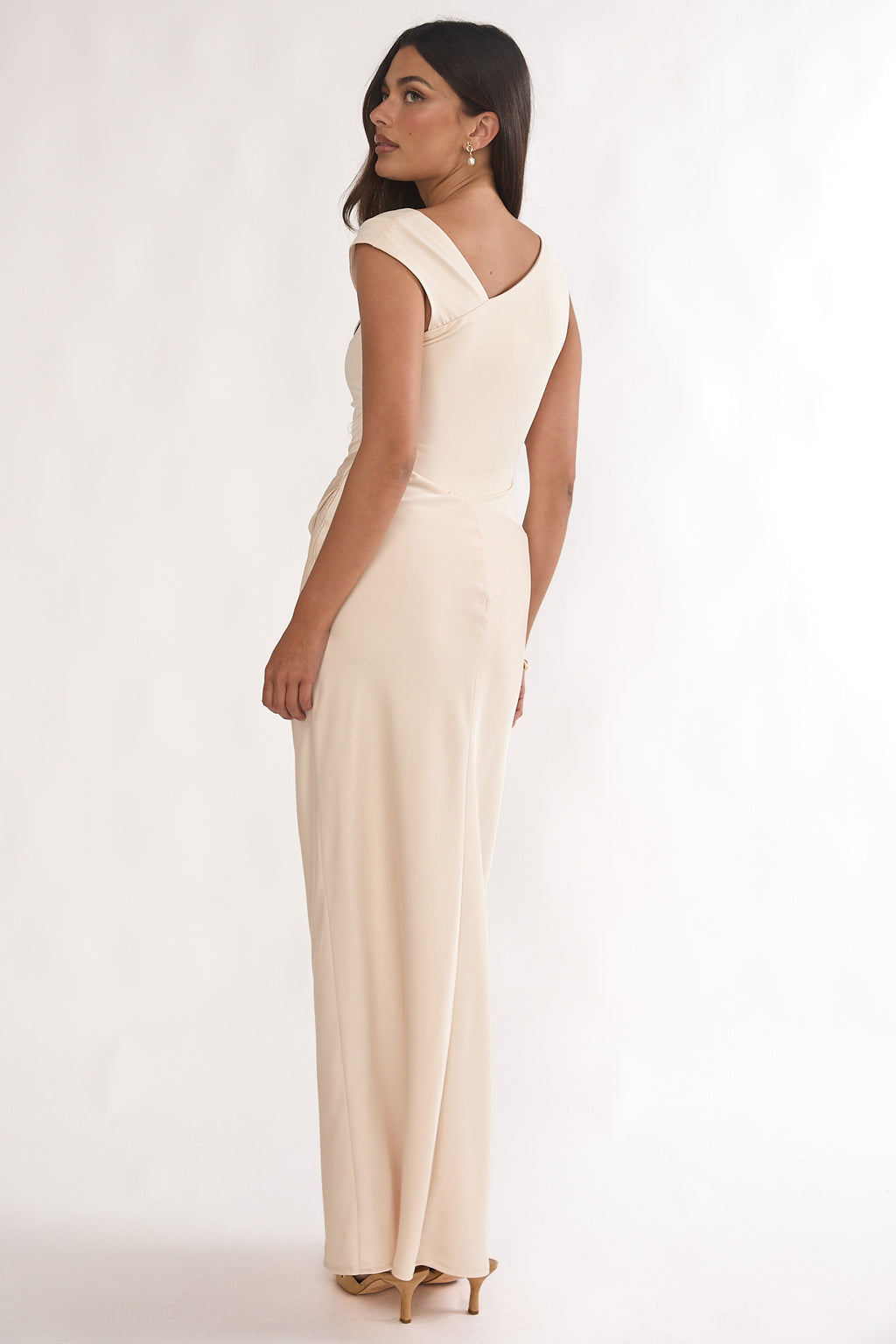 Brinelle Side Pleat Maxi Dress Ecru by Selfie Leslie Australia