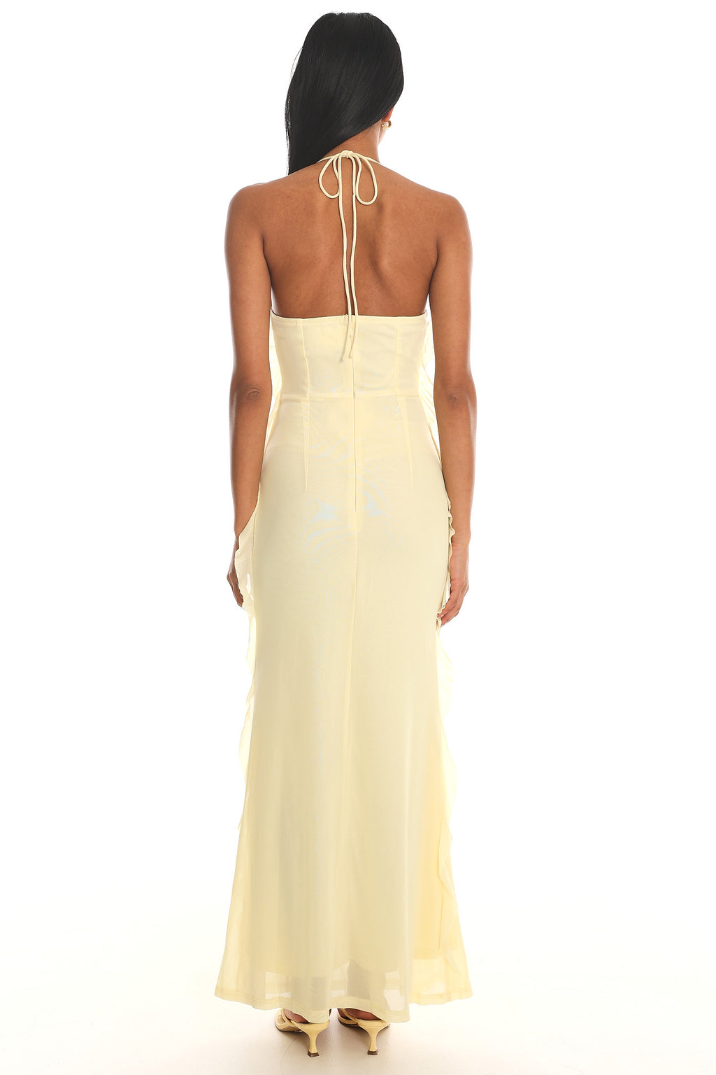 Collins Halter Ruffle Trim Maxi Dress Butter by Selfie Leslie Australia