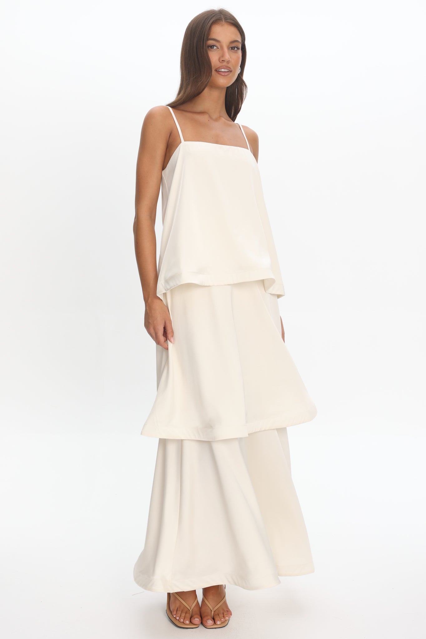 Morning Ray Layered Maxi Dress Ivory by Selfie Leslie Australia